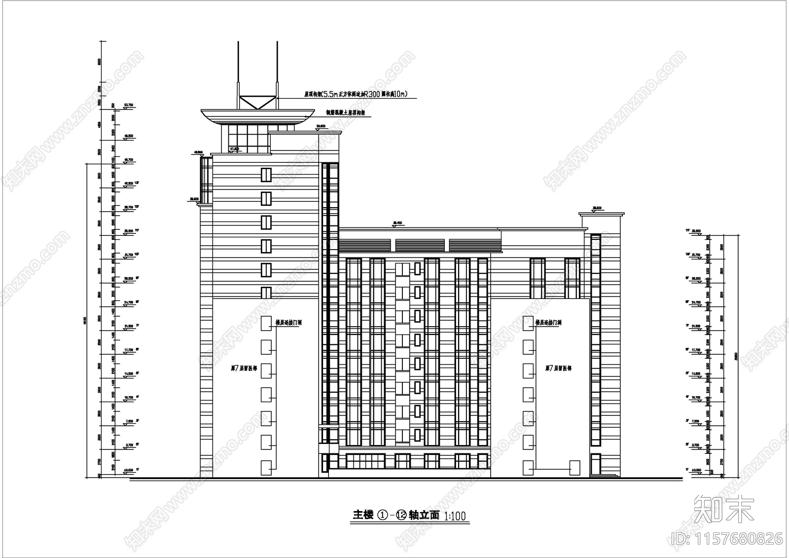 十三层某医院建筑图纸cad施工图下载【ID:1157680826】