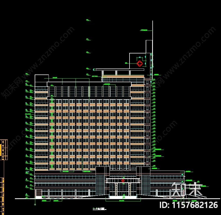 18层中心综合医院建施图纸cad施工图下载【ID:1157682126】