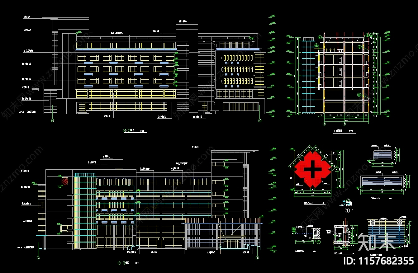 医院心理综合楼建筑图纸cad施工图下载【ID:1157682355】