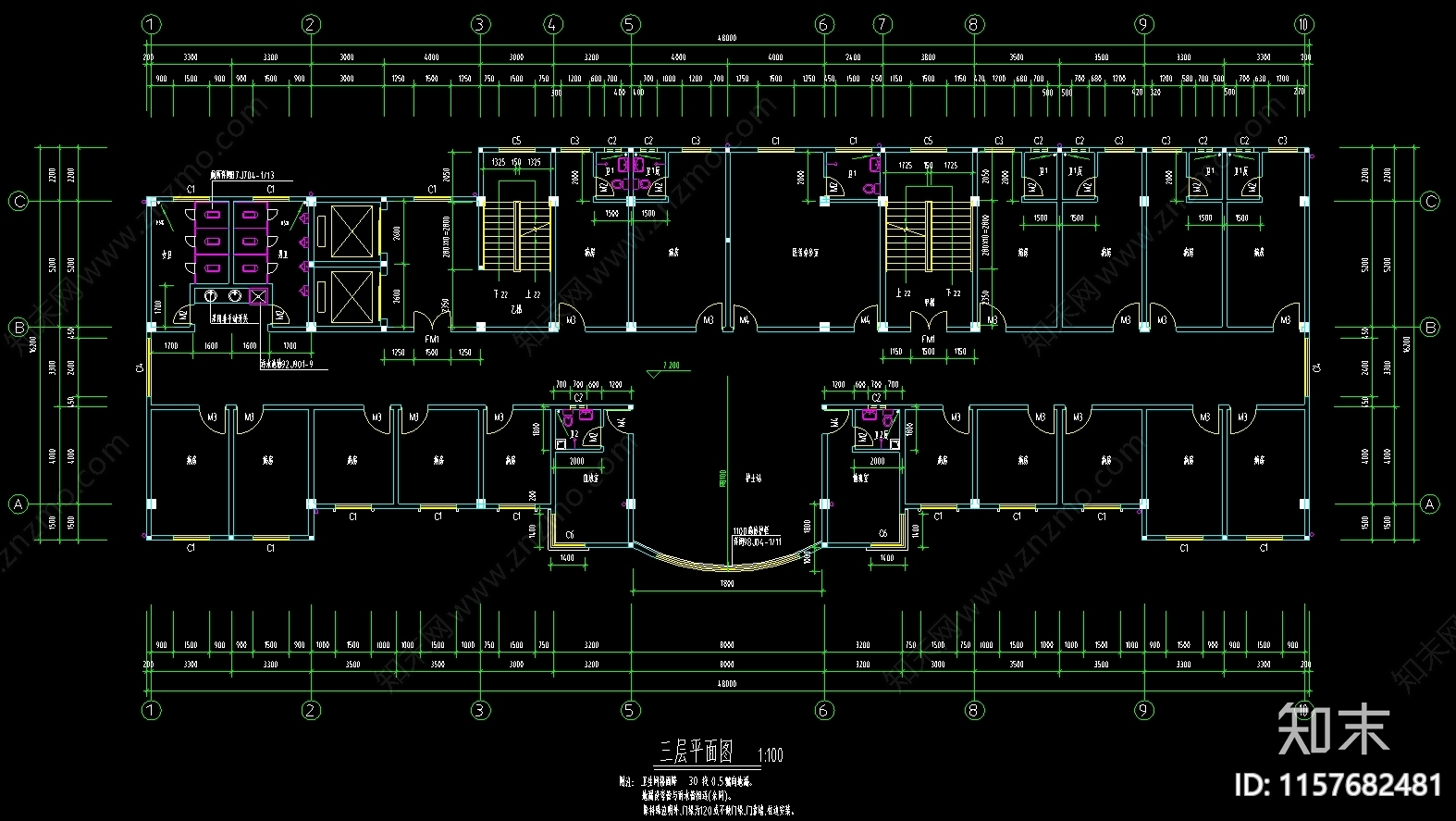 3400m²医院综合楼建筑图cad施工图下载【ID:1157682481】