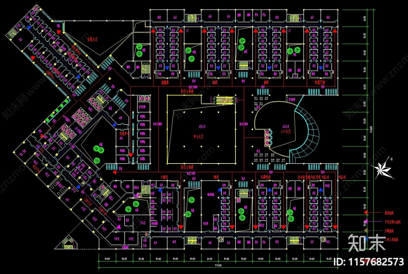 6套医院建筑平面布置图cad施工图下载【ID:1157682573】