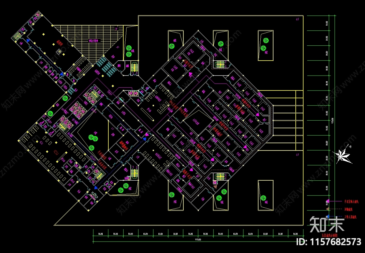 6套医院建筑平面布置图cad施工图下载【ID:1157682573】