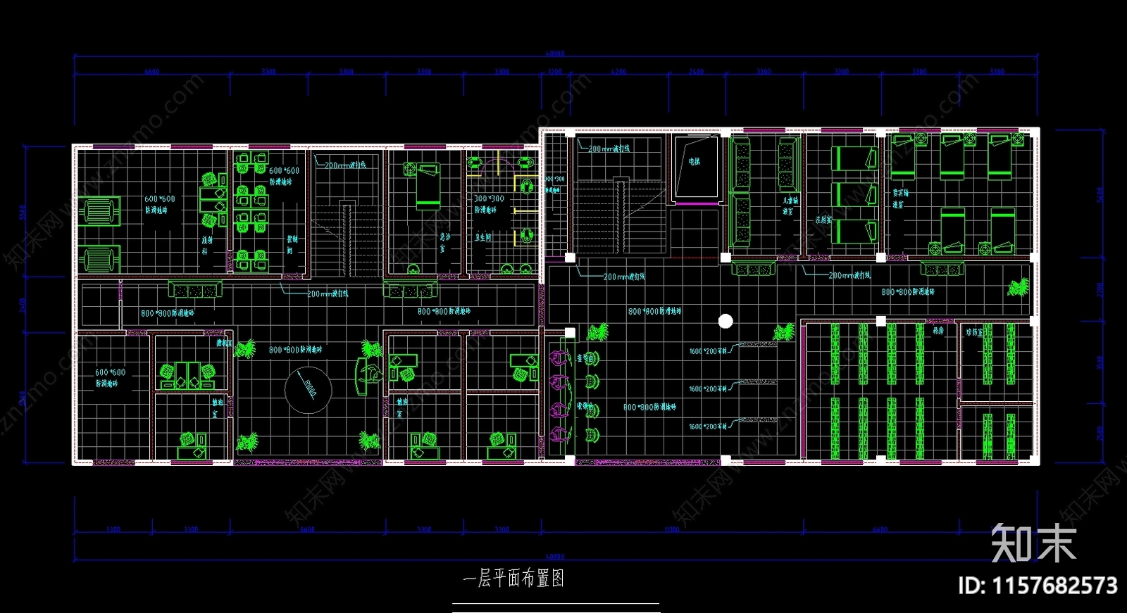 6套医院建筑平面布置图cad施工图下载【ID:1157682573】