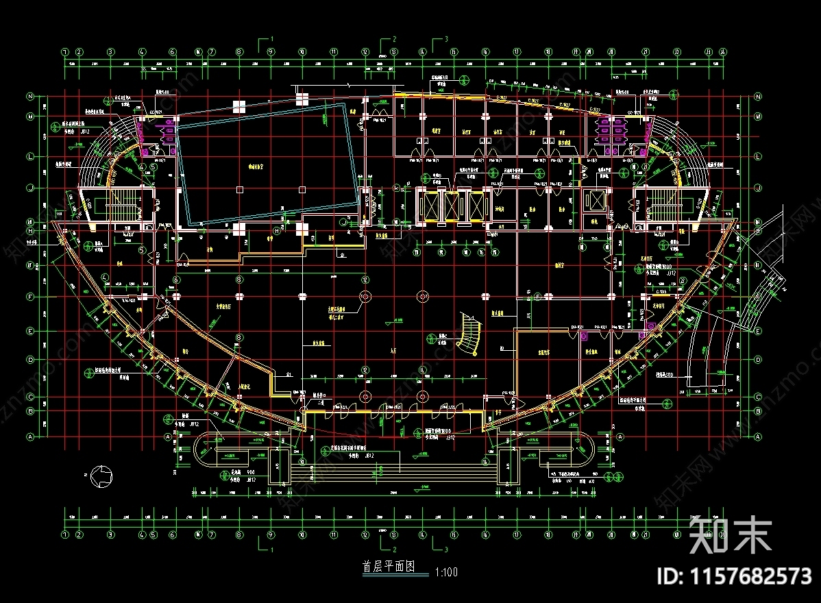 6套医院建筑平面布置图cad施工图下载【ID:1157682573】