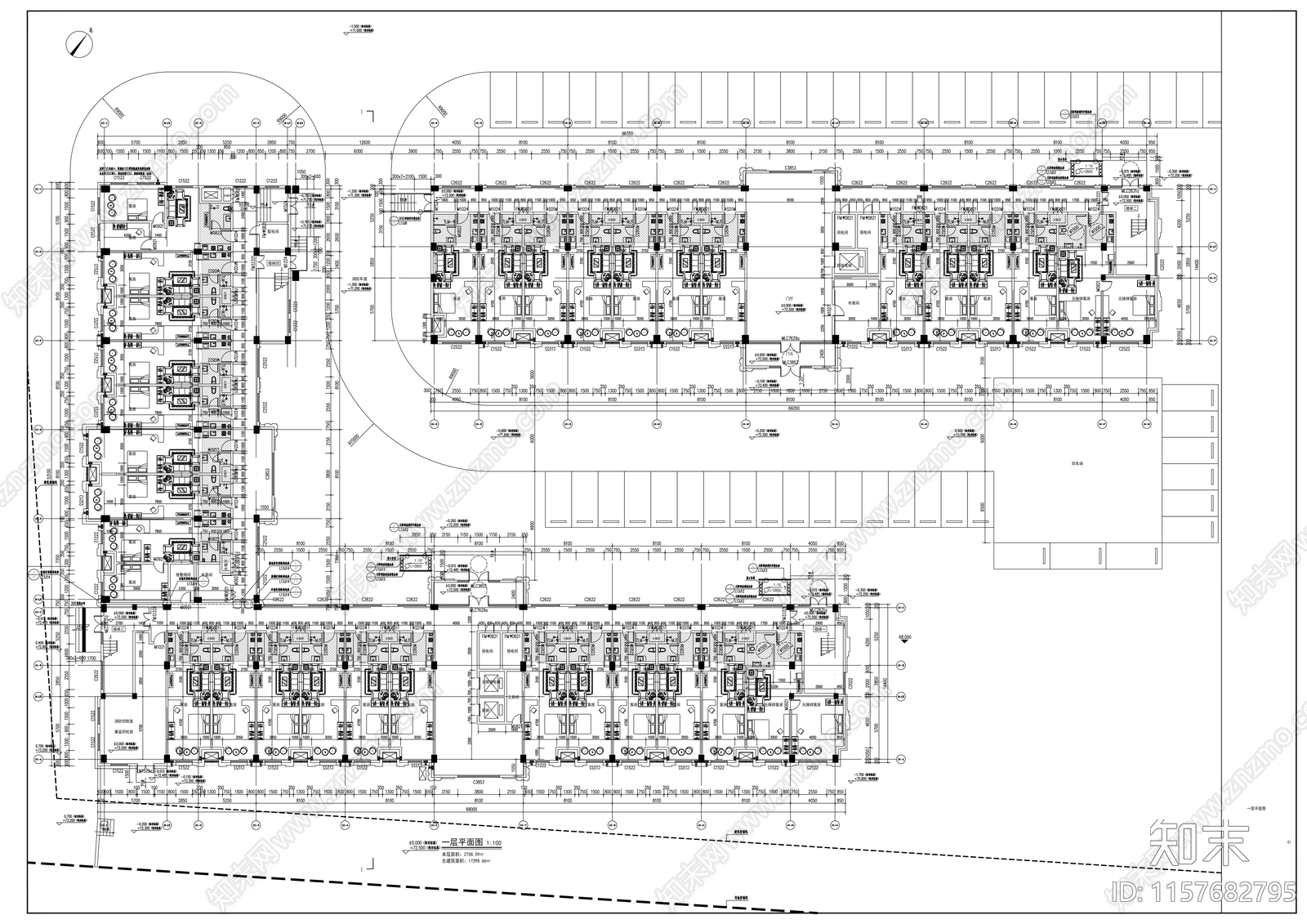 酒店公寓建筑图cad施工图下载【ID:1157682795】