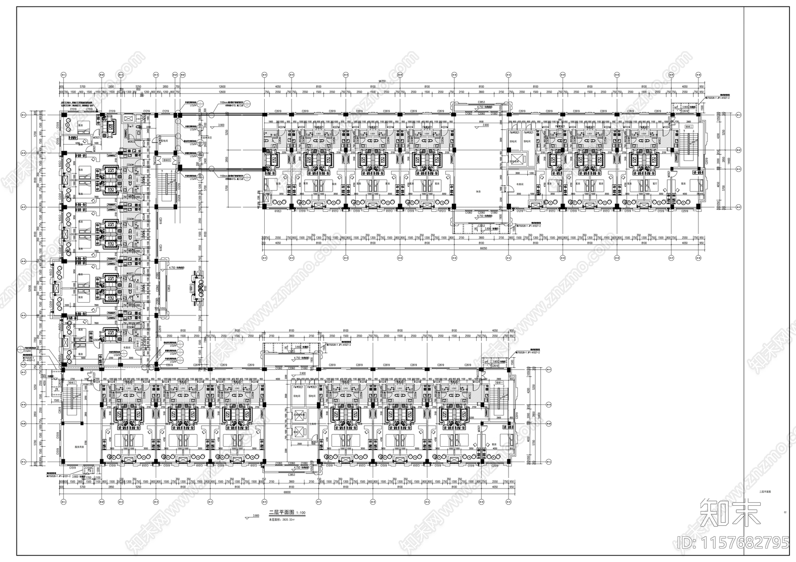 酒店公寓建筑图cad施工图下载【ID:1157682795】