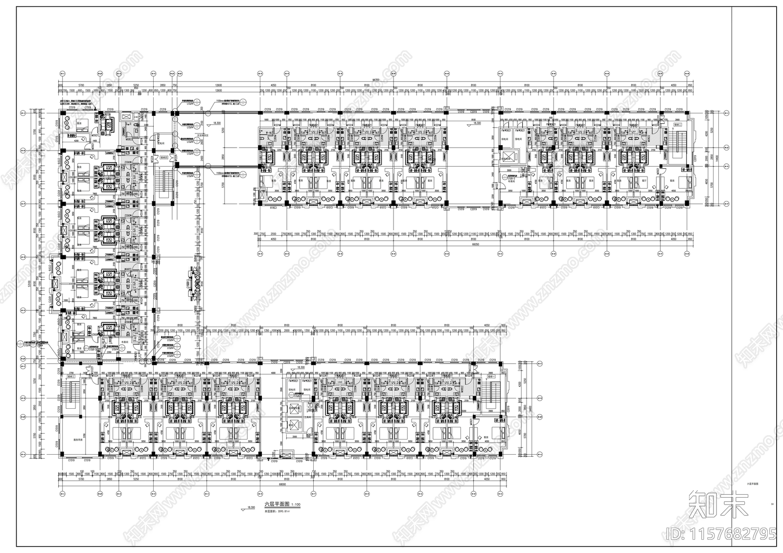 酒店公寓建筑图cad施工图下载【ID:1157682795】