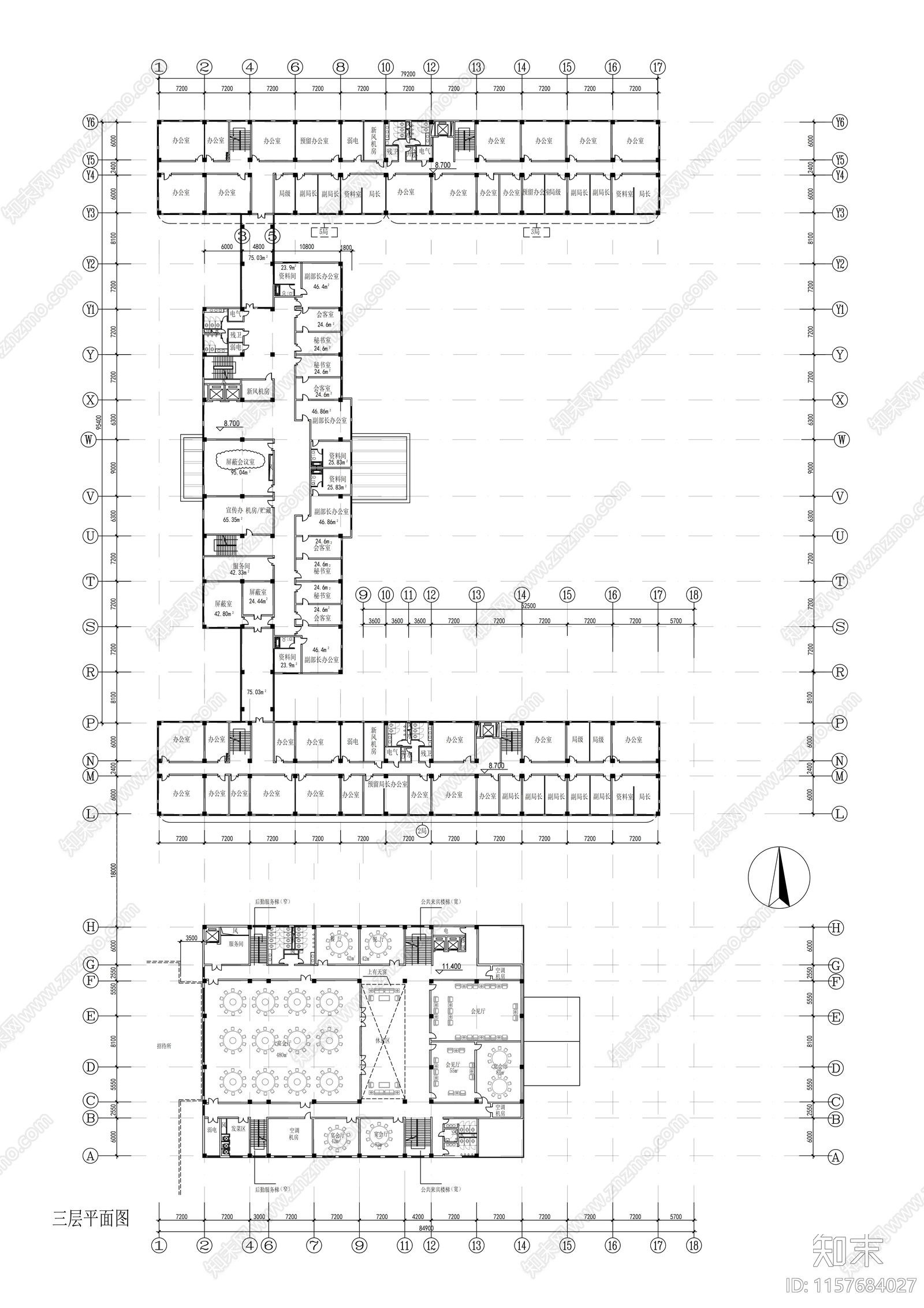 五层欧式风格行政办公楼建筑方案图cad施工图下载【ID:1157684027】