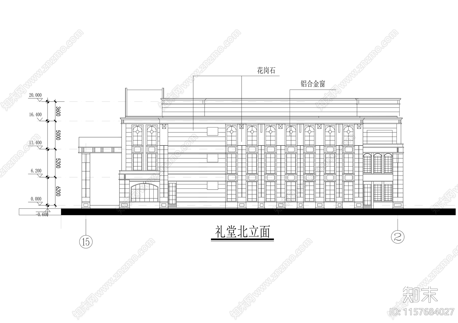 五层欧式风格行政办公楼建筑方案图cad施工图下载【ID:1157684027】