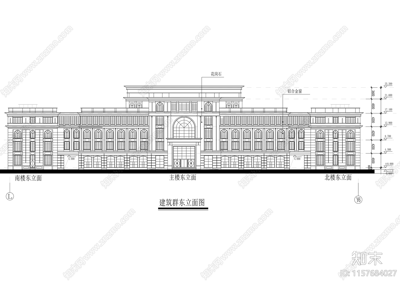 五层欧式风格行政办公楼建筑方案图cad施工图下载【ID:1157684027】