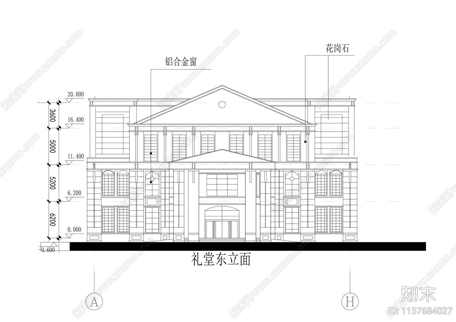 五层欧式风格行政办公楼建筑方案图cad施工图下载【ID:1157684027】