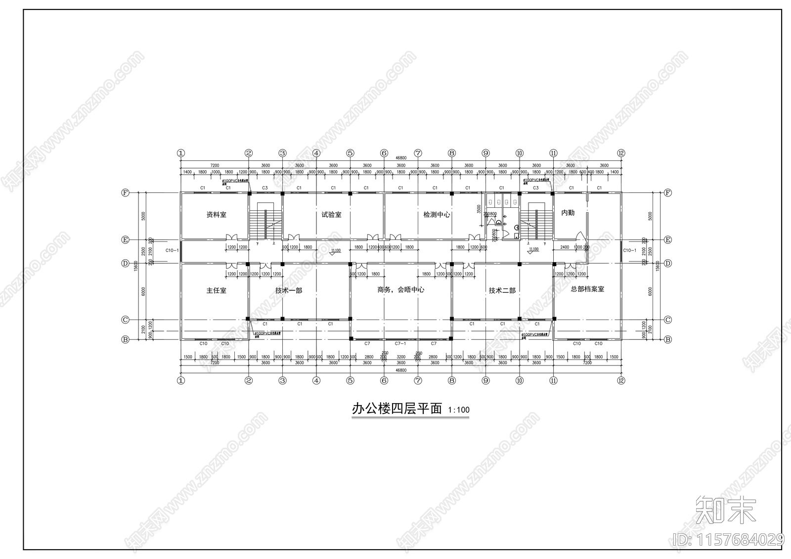 五层中式办公楼建筑方案图cad施工图下载【ID:1157684029】