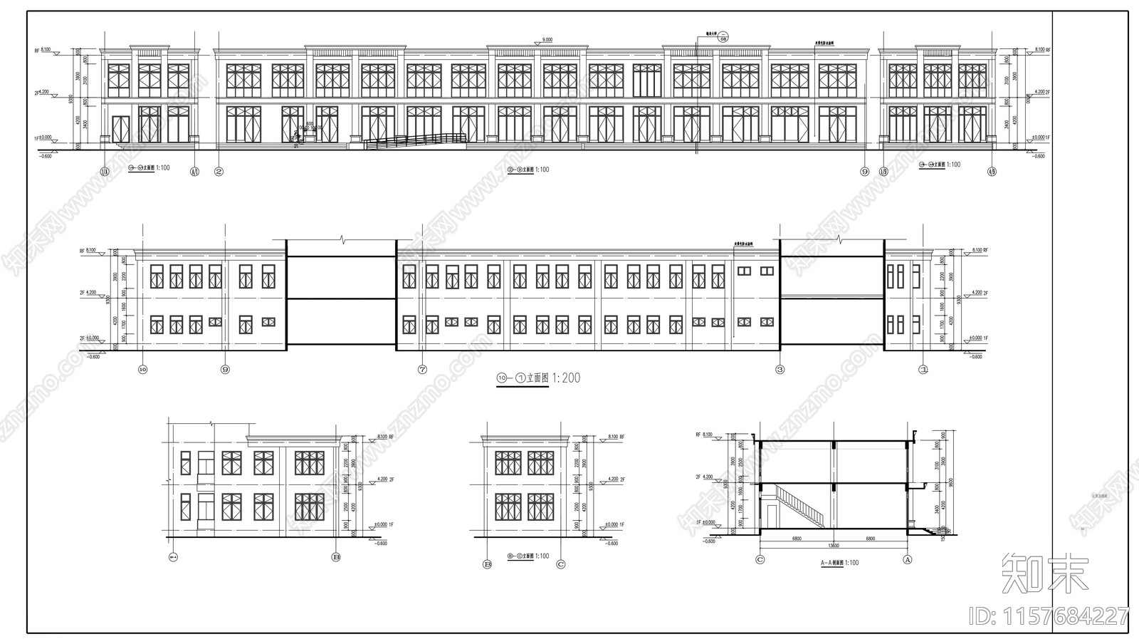 沿街商业建筑图纸cad施工图下载【ID:1157684227】