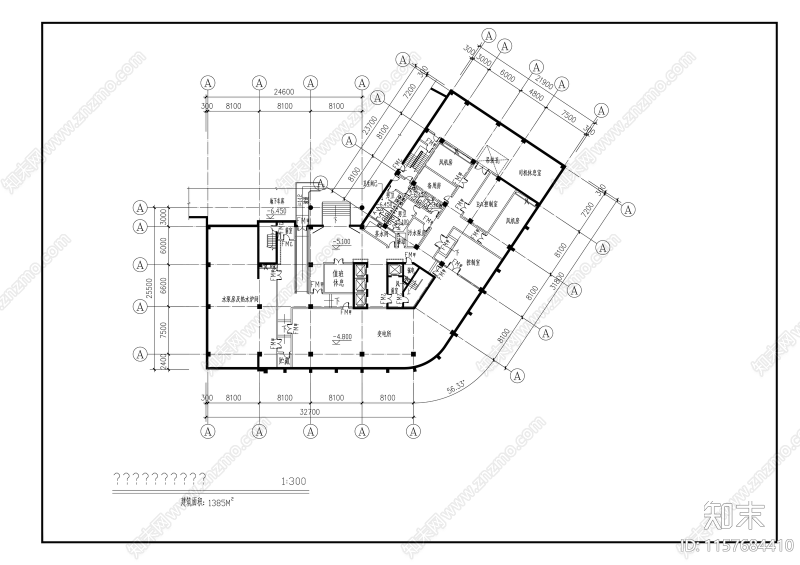 议事中心建筑cad施工图下载【ID:1157684410】