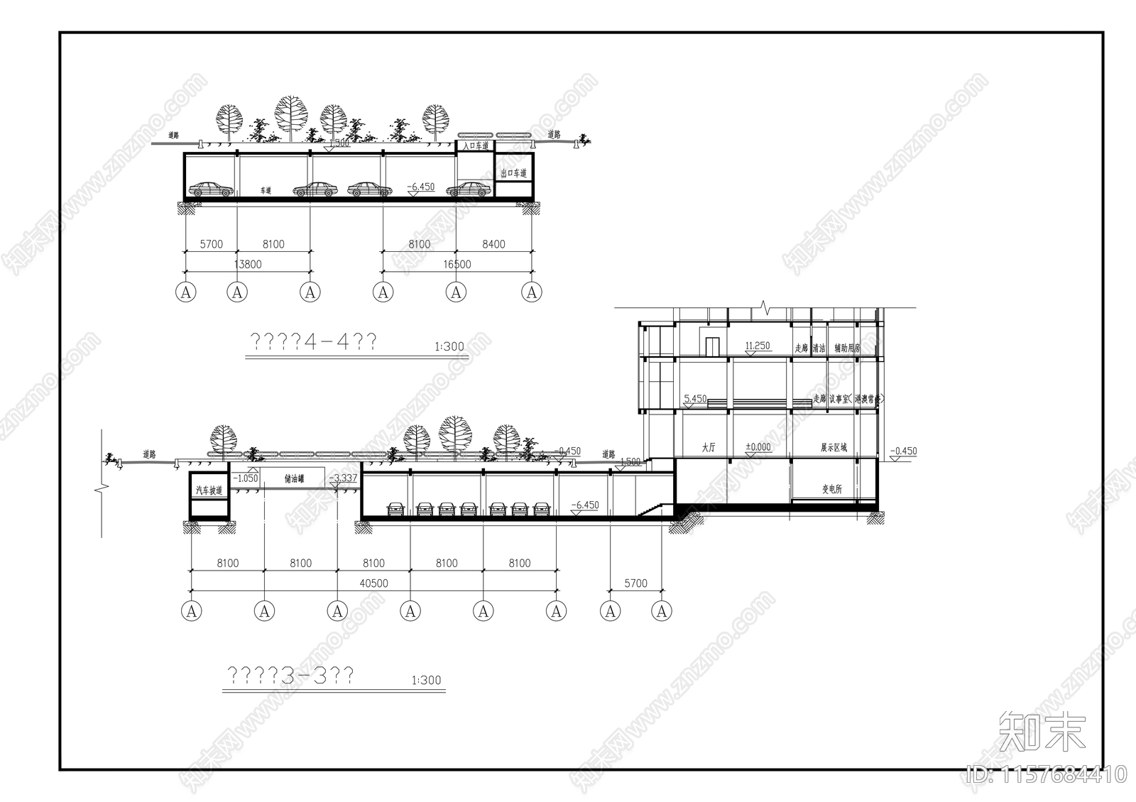 议事中心建筑cad施工图下载【ID:1157684410】