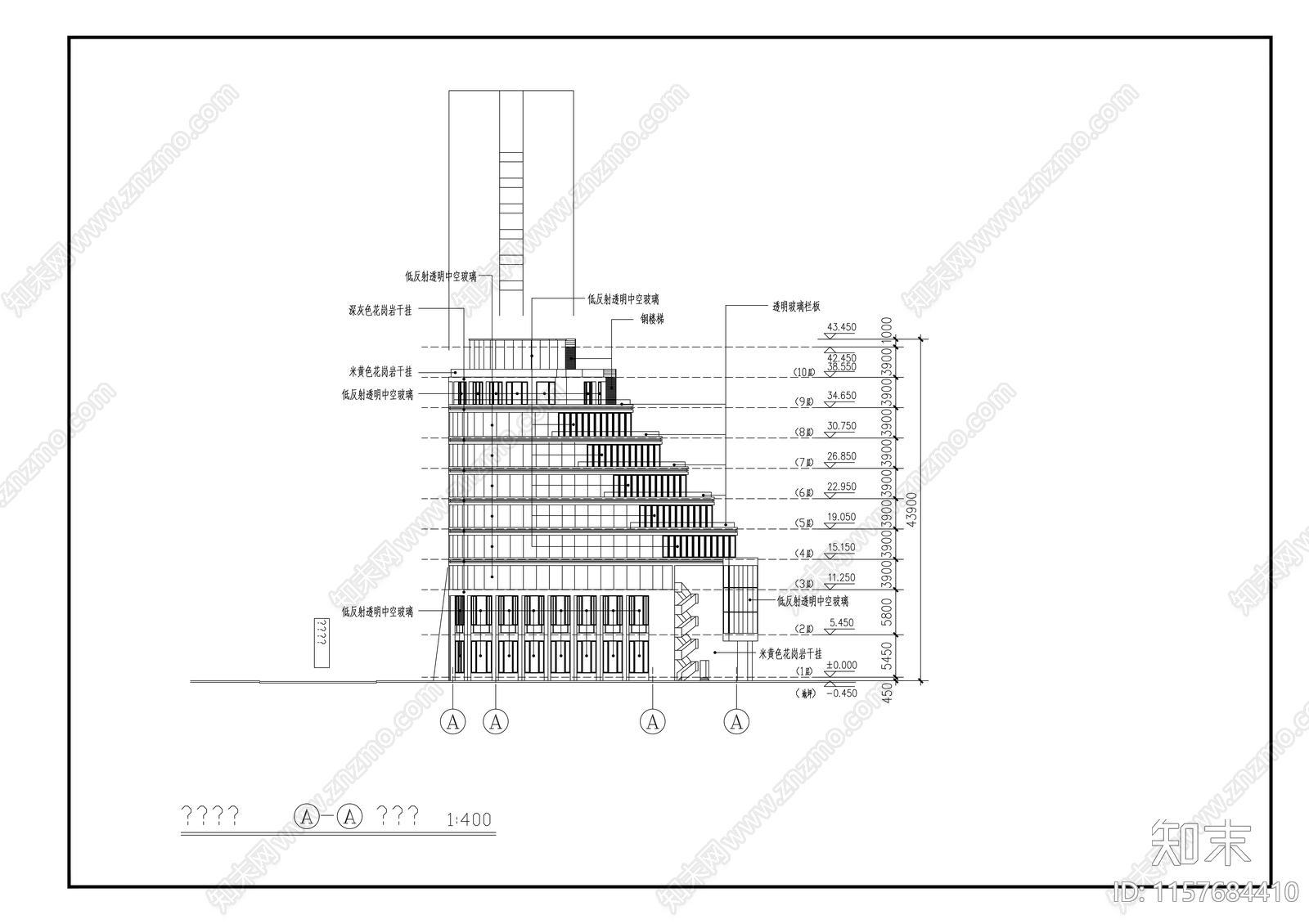 议事中心建筑cad施工图下载【ID:1157684410】