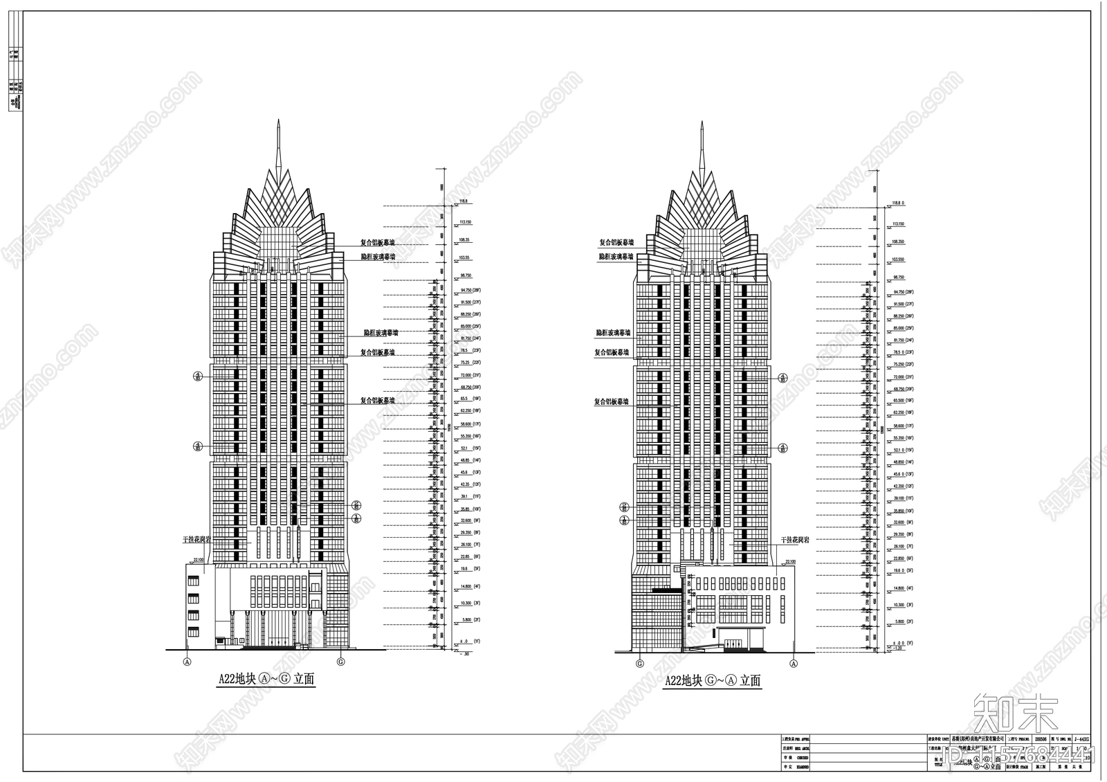 意大利国际大厦建筑cad施工图下载【ID:1157684441】