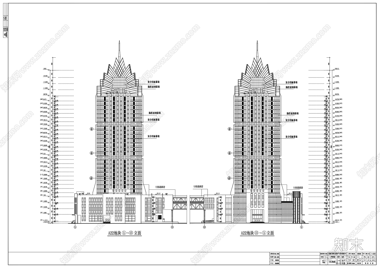 意大利国际大厦建筑cad施工图下载【ID:1157684441】