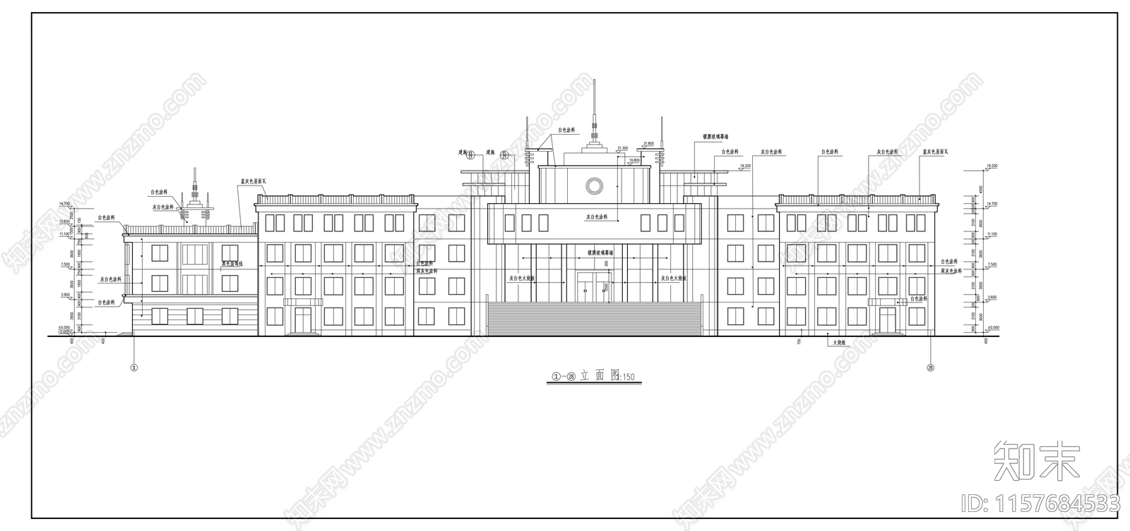 政府综合楼建筑cad施工图下载【ID:1157684533】