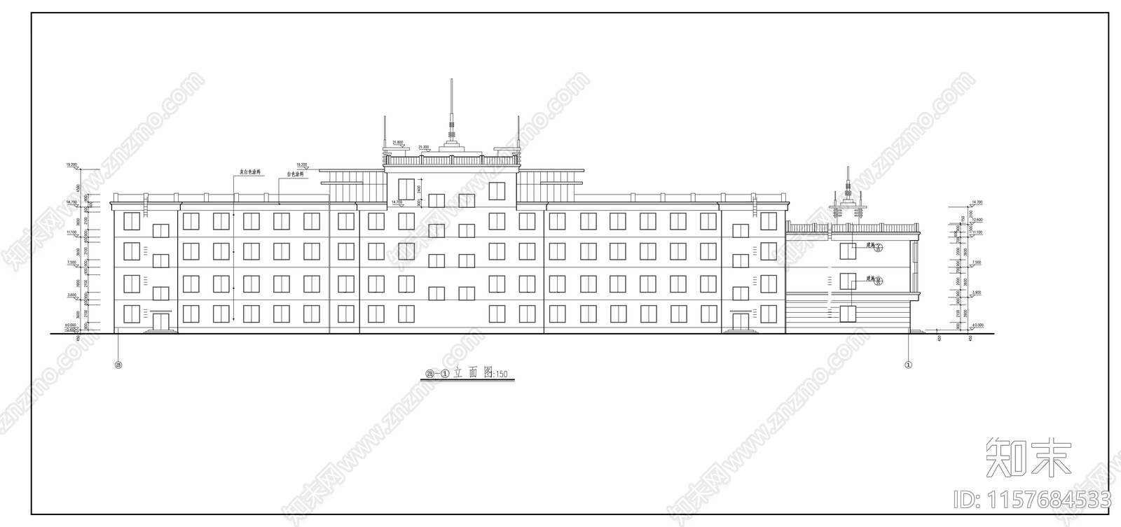 政府综合楼建筑cad施工图下载【ID:1157684533】