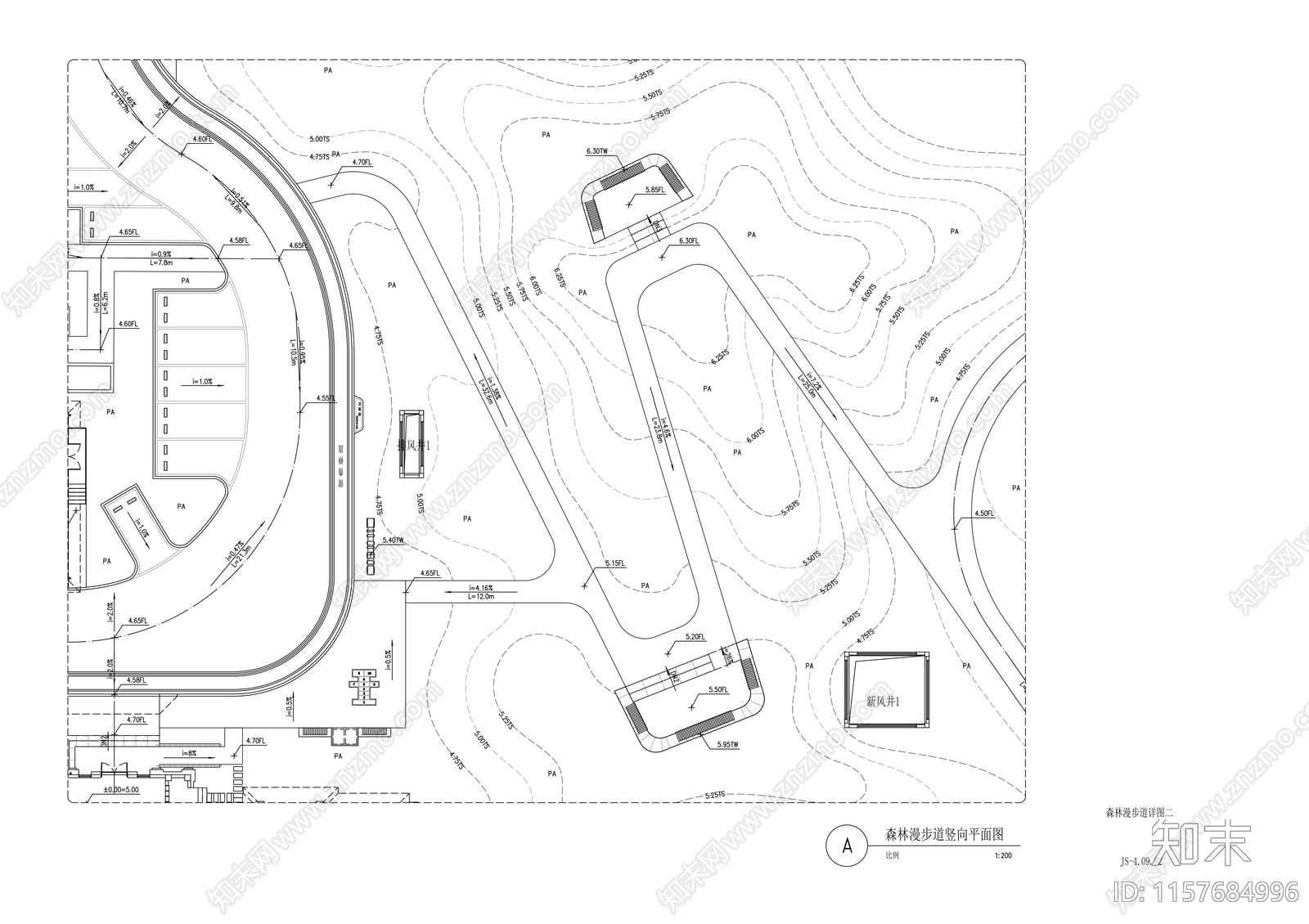 森林公园漫步道详图cad施工图下载【ID:1157684996】