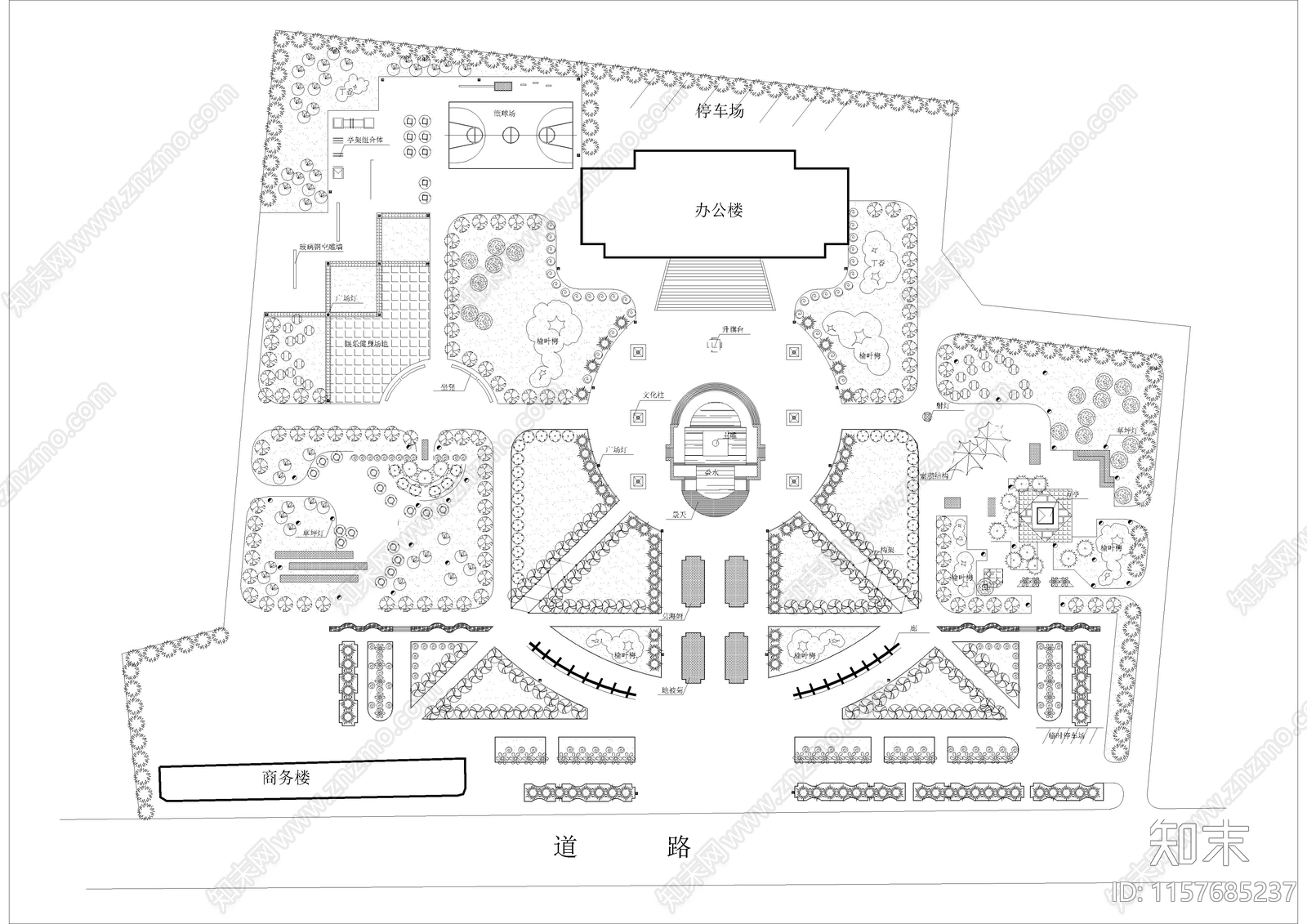 办公环境景观设计图施工图下载【ID:1157685237】