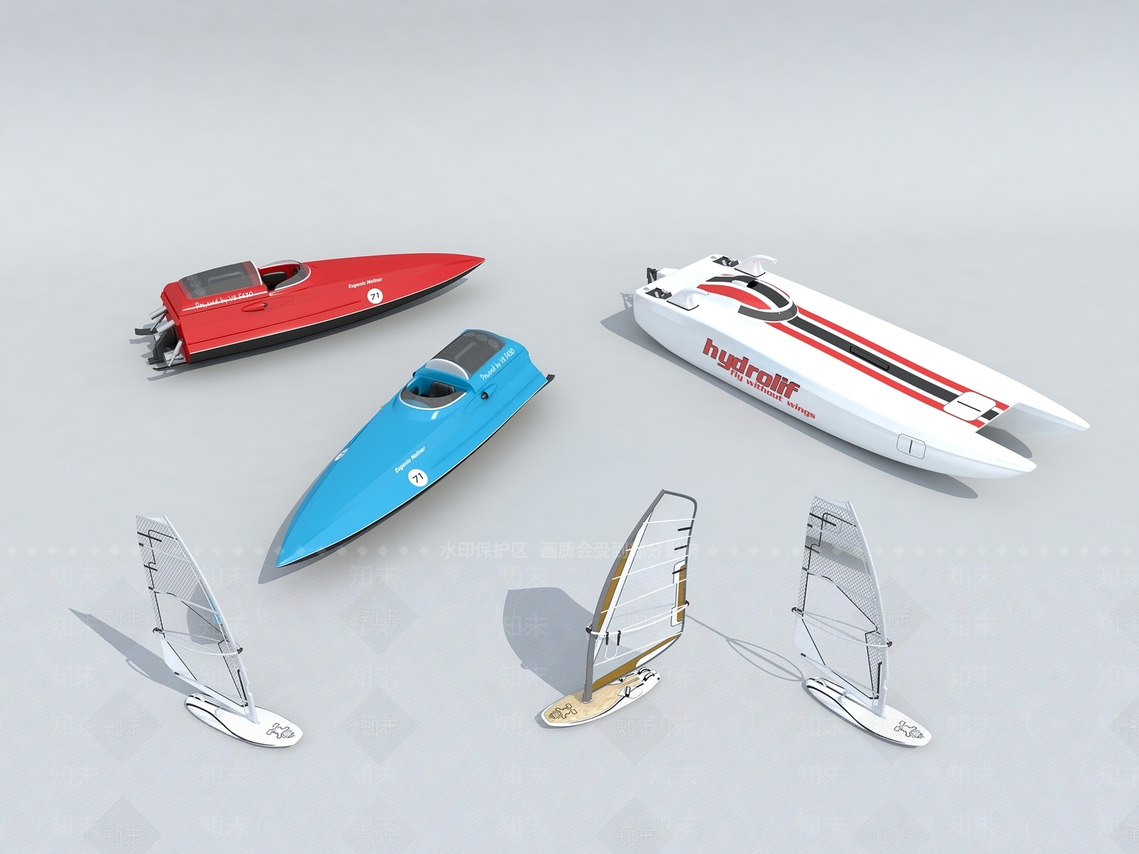 现代运动比赛帆船3D模型下载【ID:1157686369】