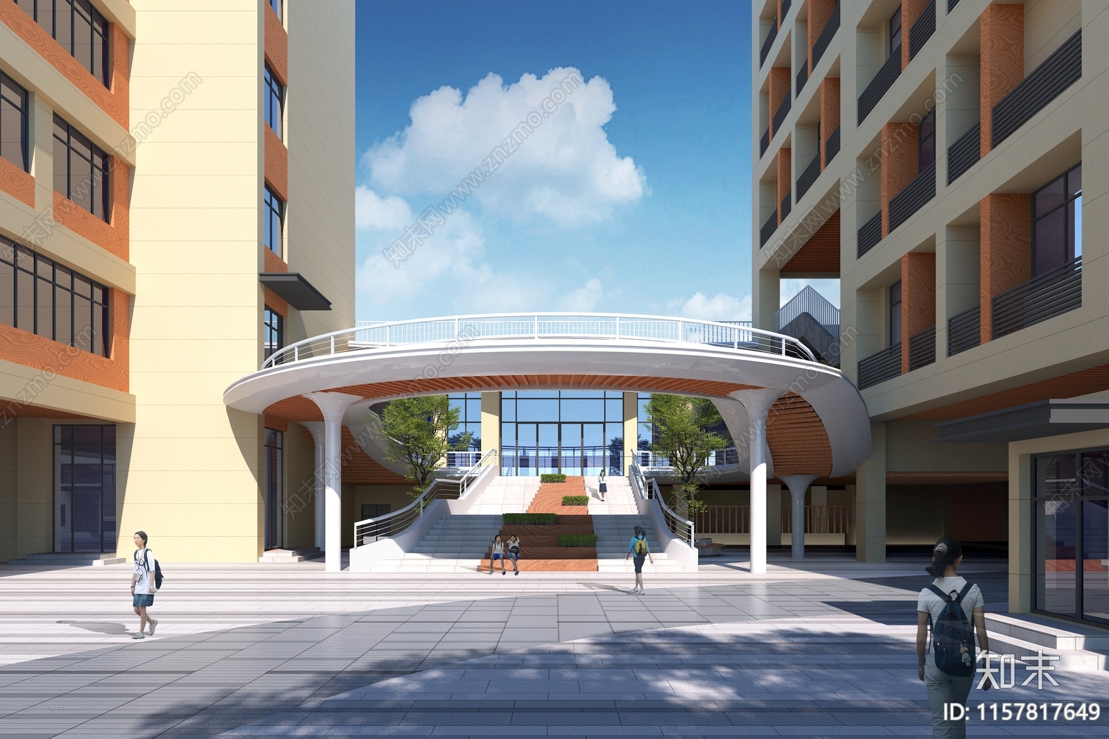 现代风格中学cad施工图下载【ID:1157817649】