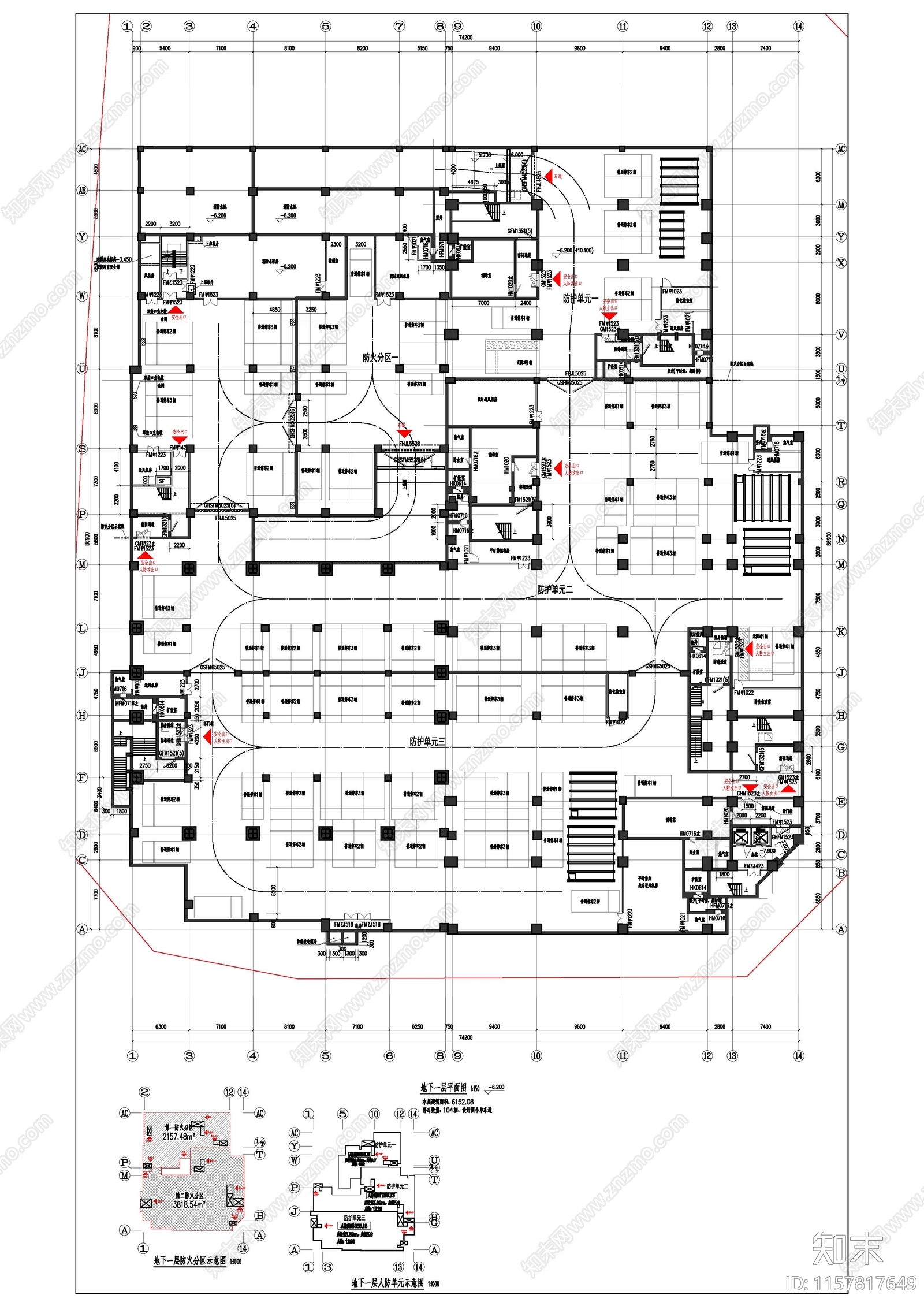 现代风格中学cad施工图下载【ID:1157817649】