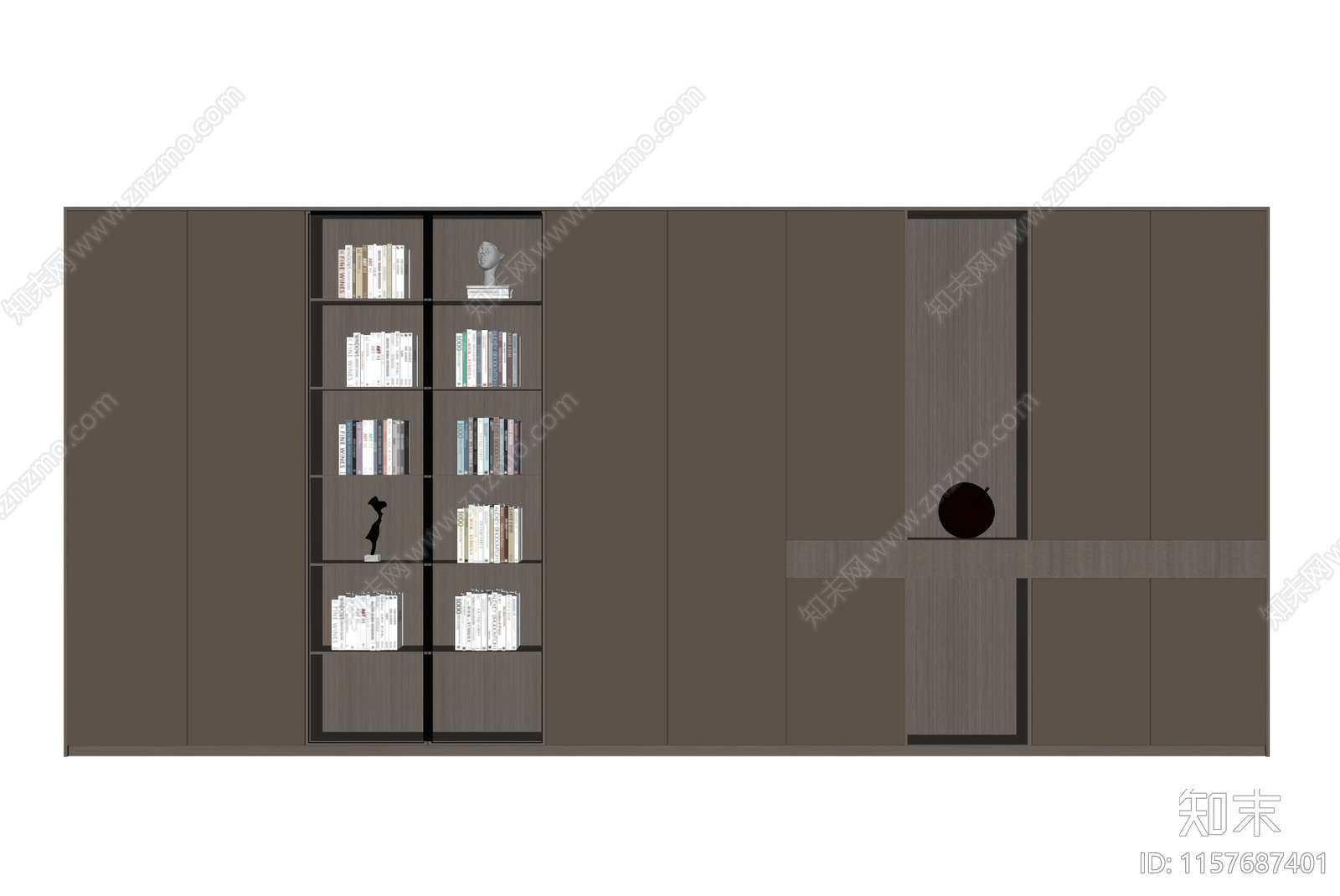 现代书房书柜SU模型下载【ID:1157687401】