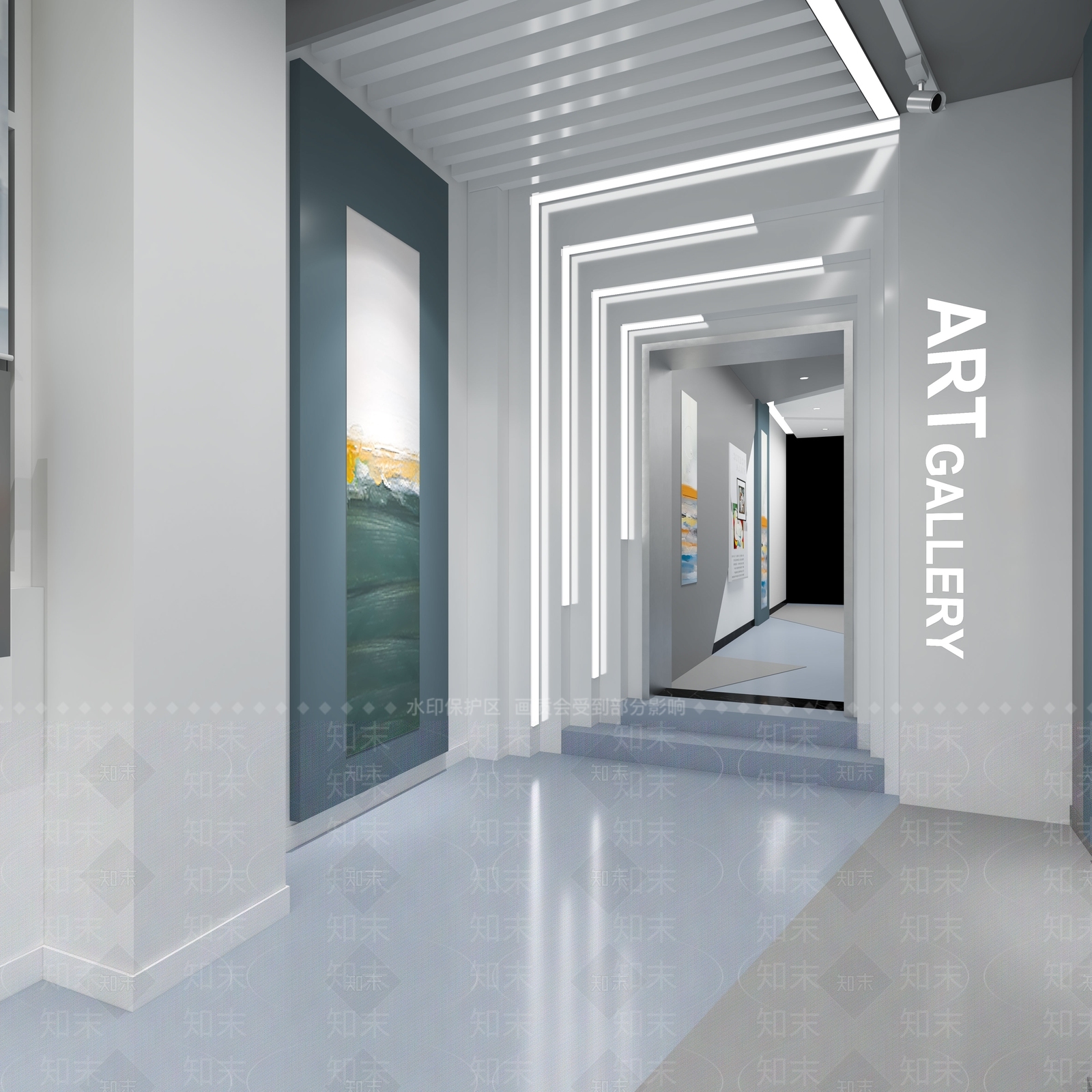 现代艺术长廊3D模型下载【ID:1157688555】