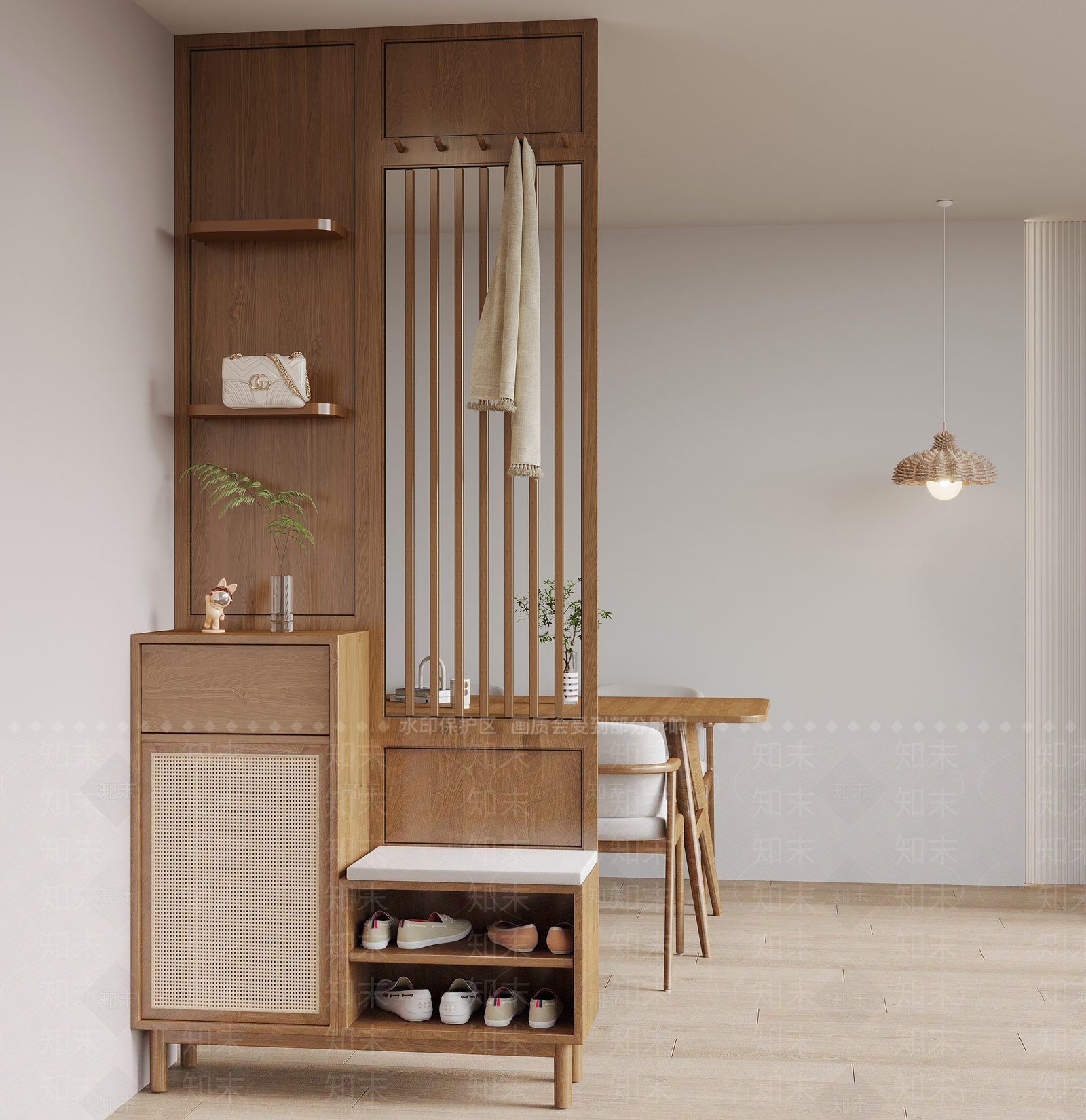 现代玄关隔断鞋柜3D模型下载【ID:1157688935】