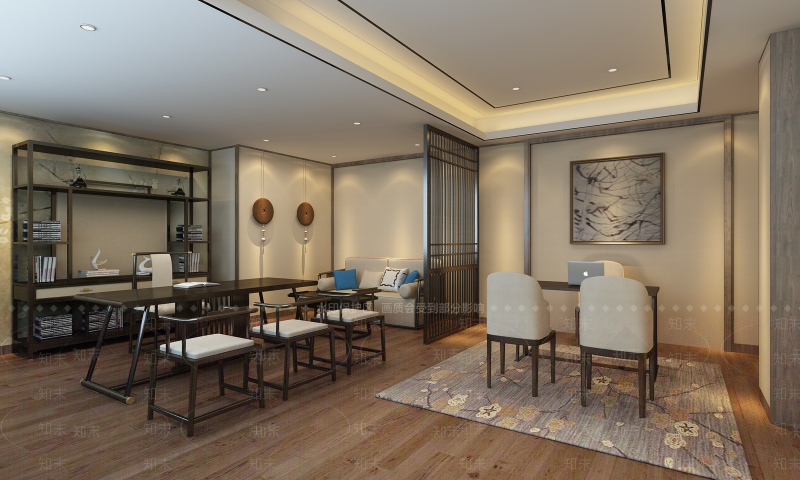 新中式洽谈区茶室聊天室3D模型下载【ID:1157689833】