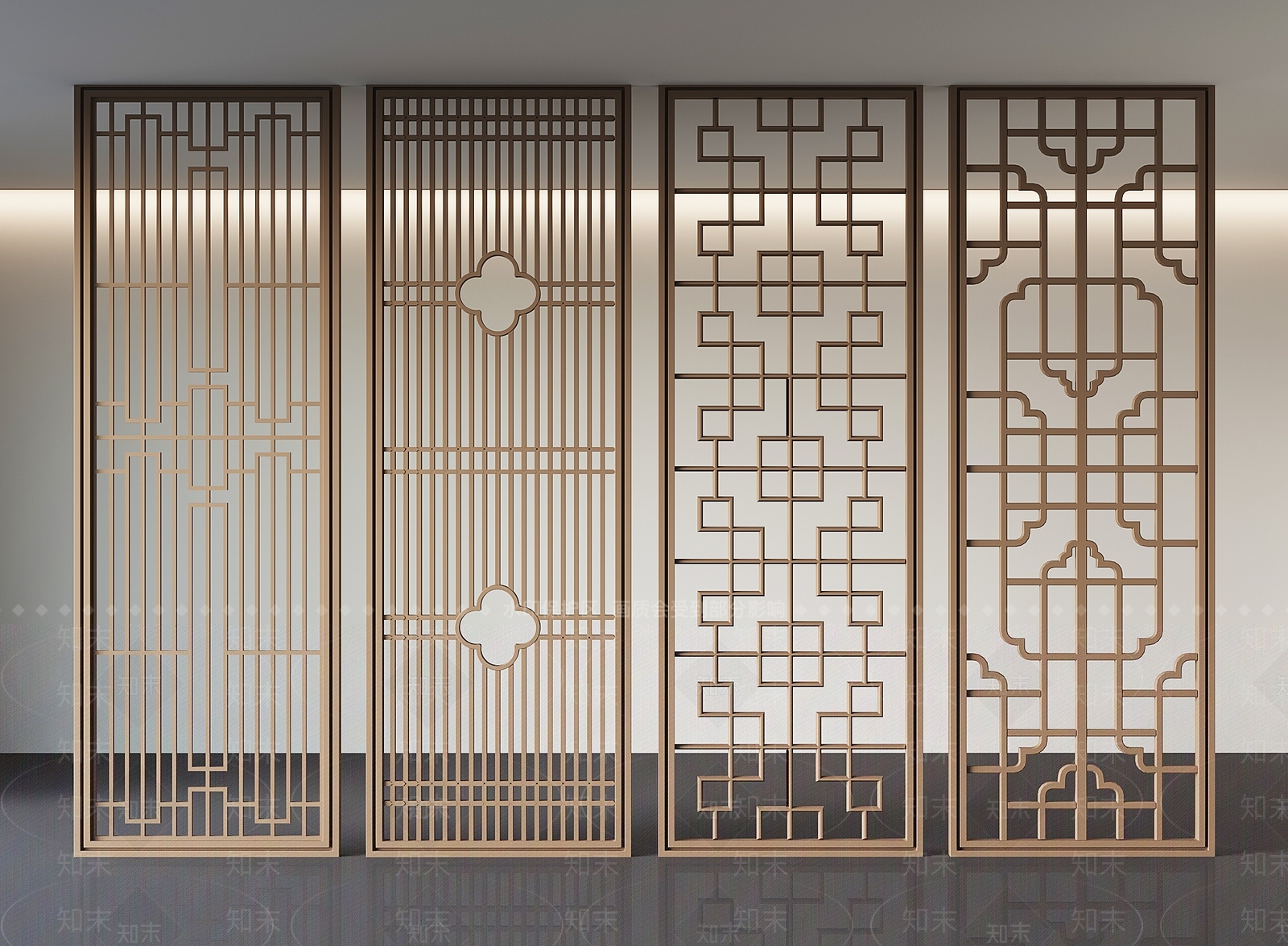 新中式花格屏风隔断3D模型下载【ID:1157691044】