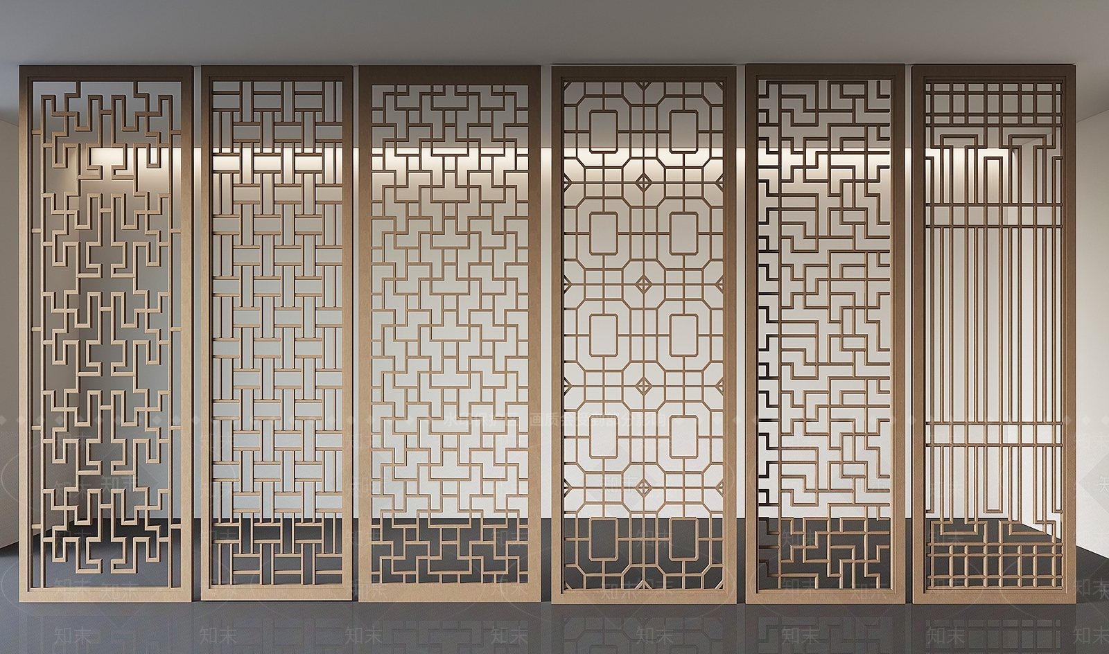 新中式花格屏风隔断3D模型下载【ID:1157691263】