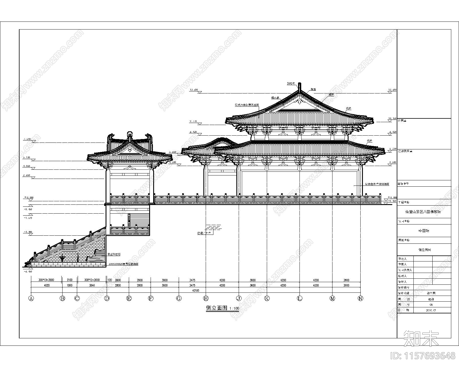 仿唐风中国馆cad施工图下载【ID:1157693648】