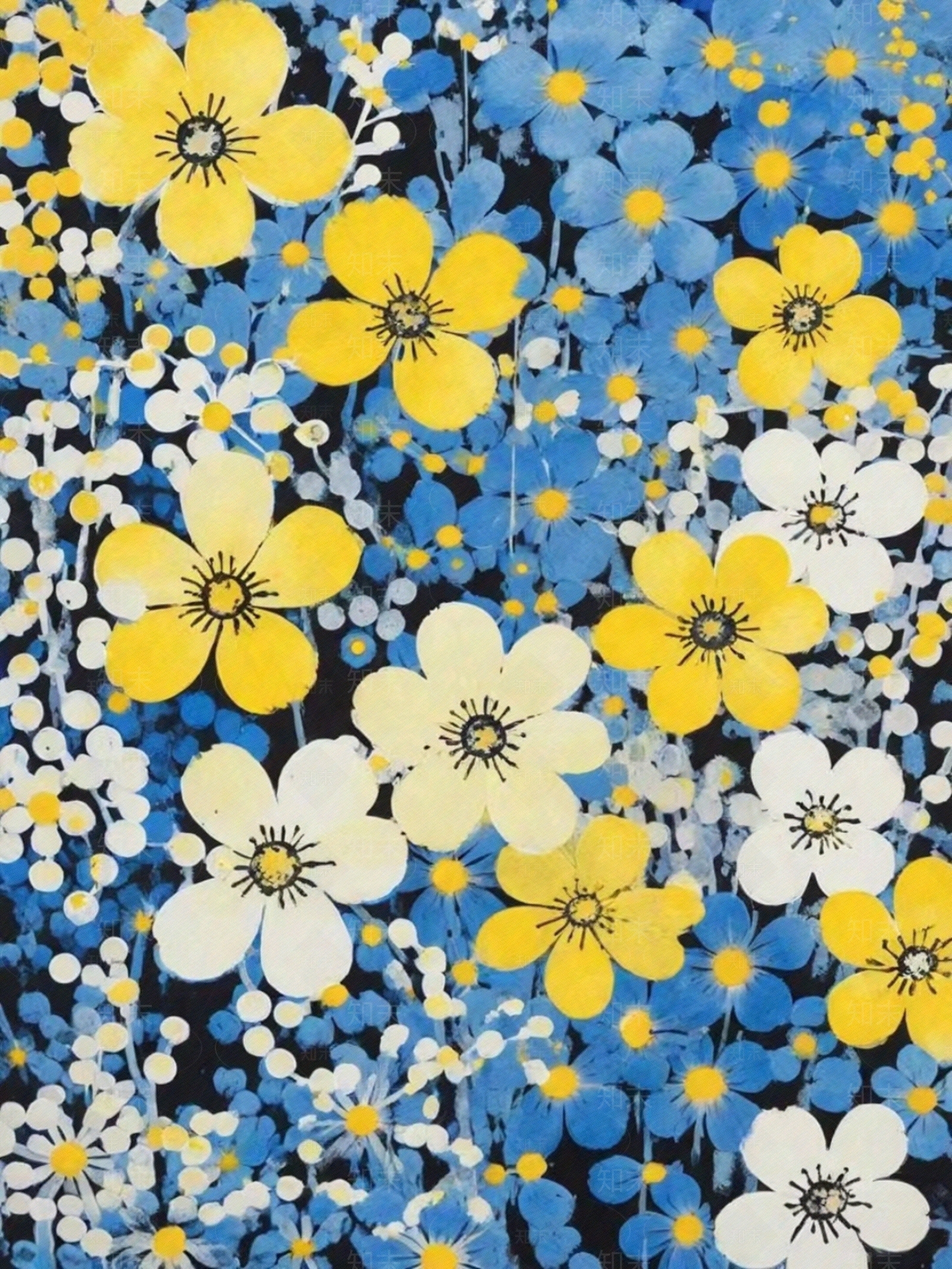 手绘碎花田园风贴图下载【ID:1157697747】