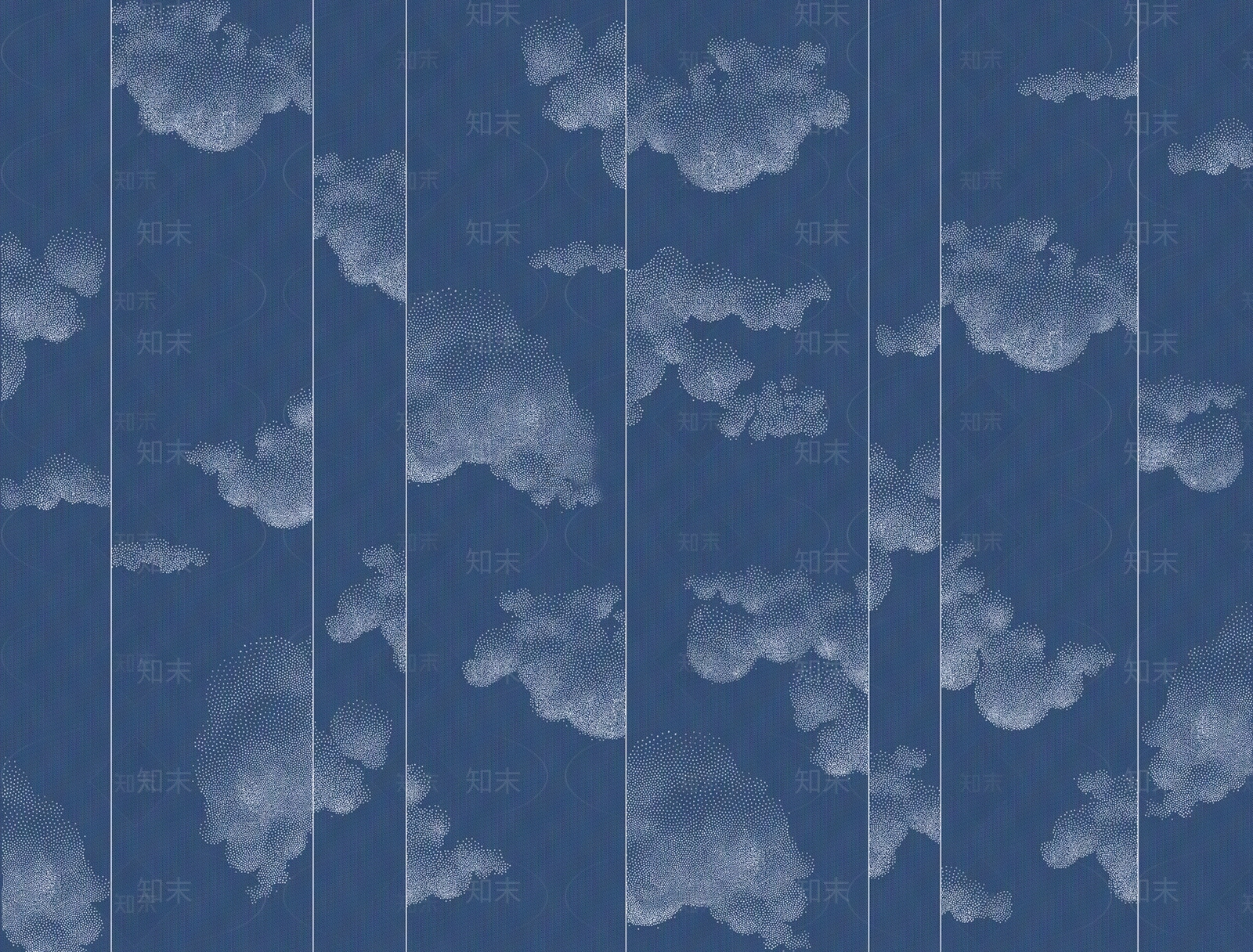 蓝色新中式硬包墙布壁纸壁画背景墙分隔贴图下载【ID:1157701327】