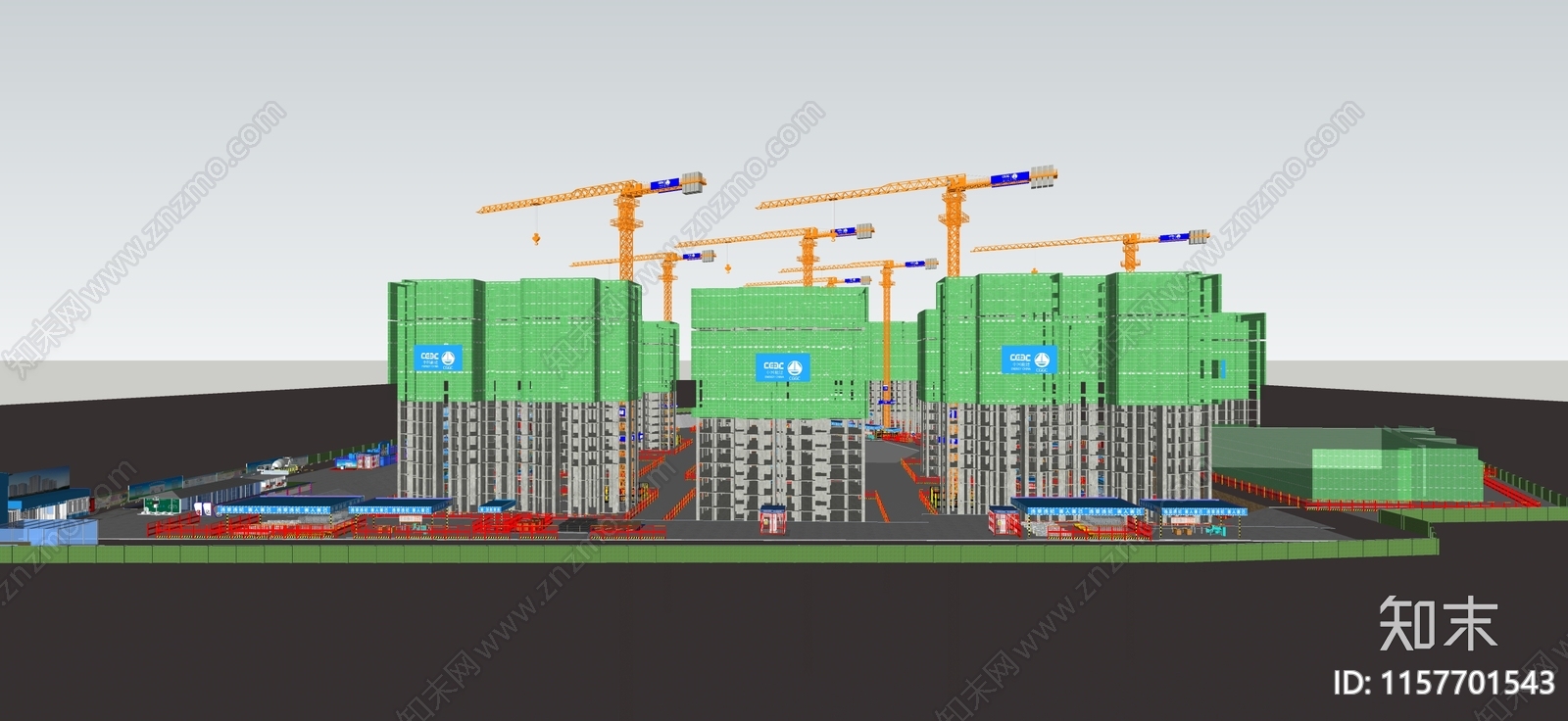 现代施工工地SU模型下载【ID:1157701543】