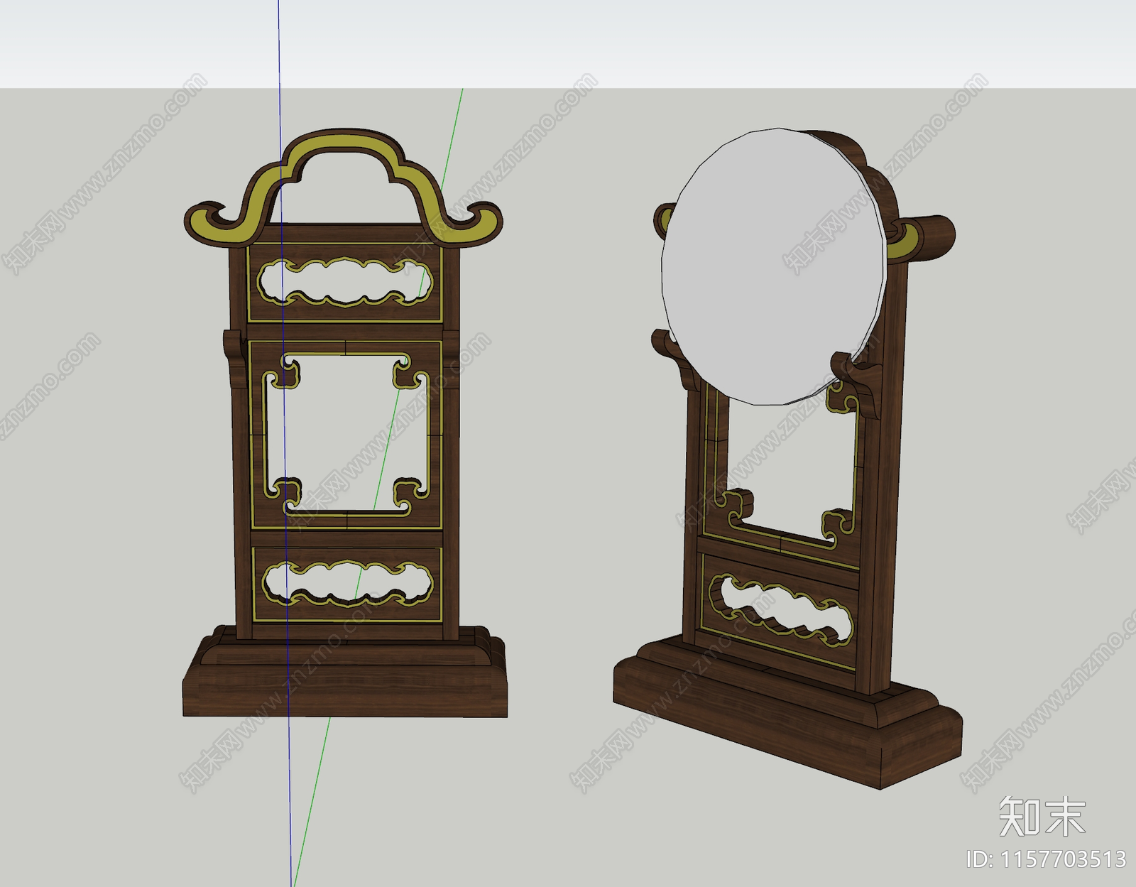 中式古风镜架SU模型下载【ID:1157703513】