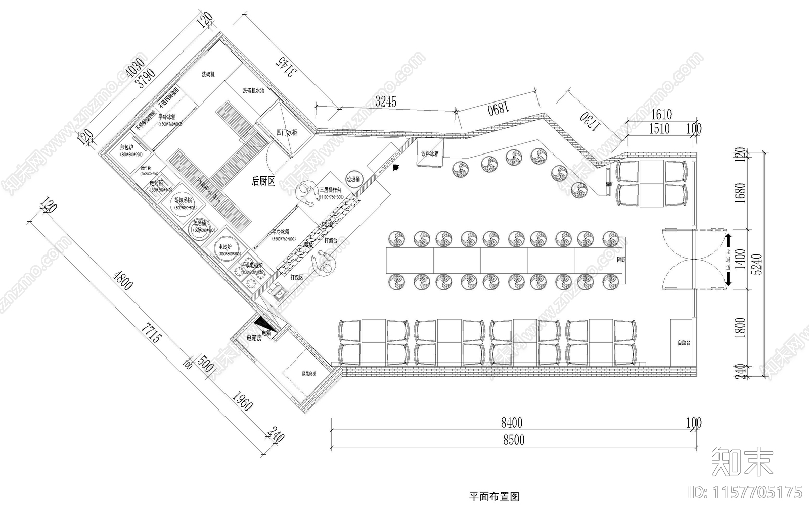 胡辣汤快餐店cad施工图下载【ID:1157705175】