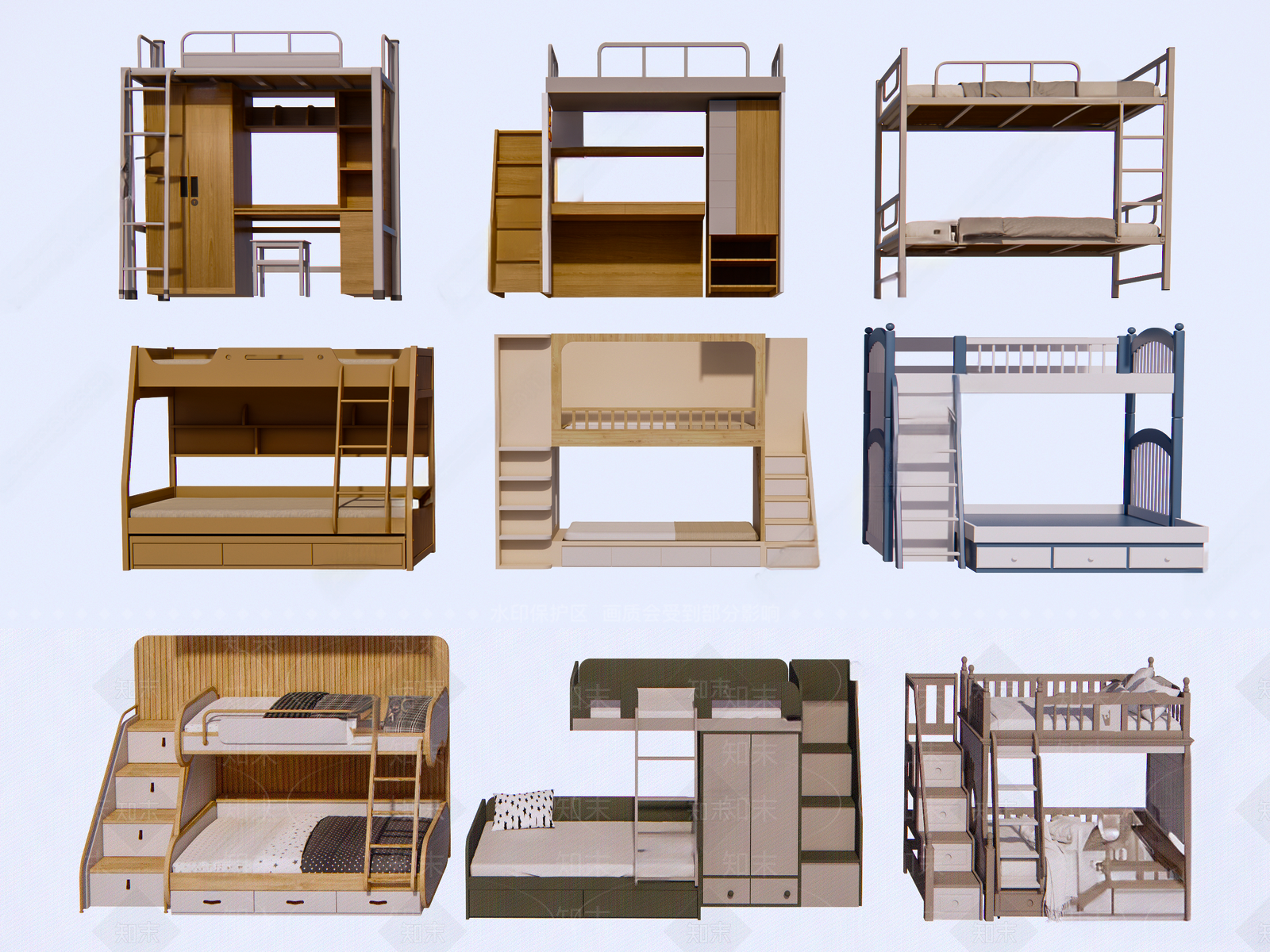 现代高低床3D模型下载【ID:1157706760】