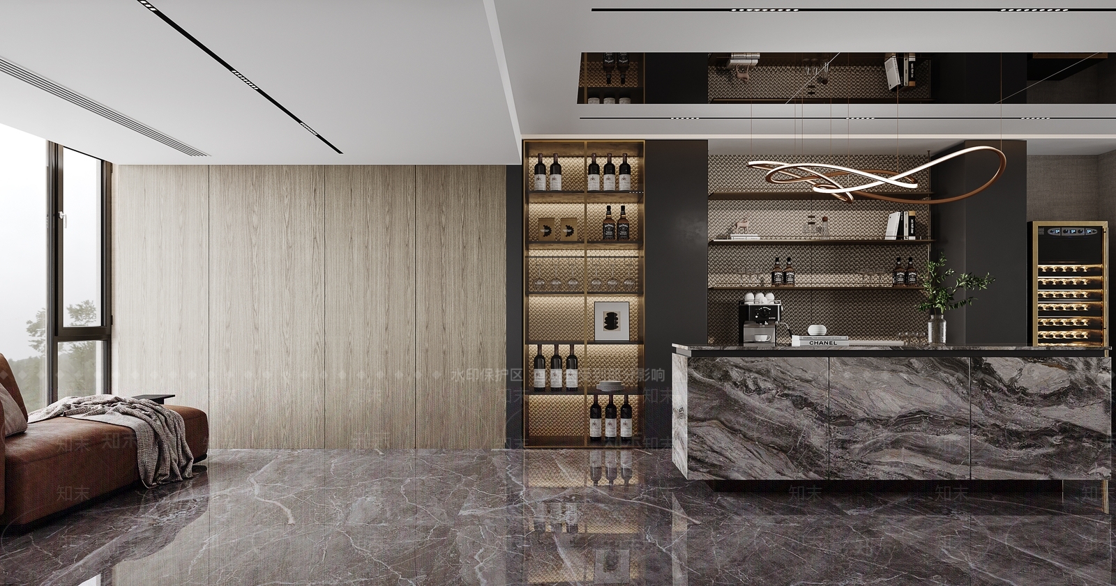 现代水吧台3D模型下载【ID:1157707487】