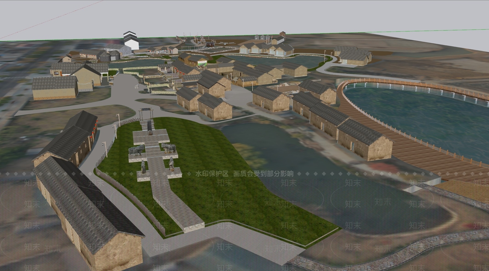 新中式美丽乡村SU模型下载【ID:1157708170】