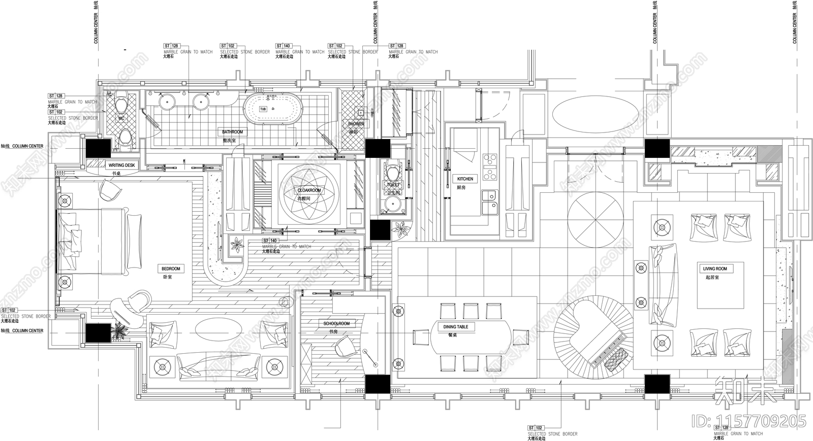 五套喜来登酒店标准客房全套室cad施工图下载【ID:1157709205】