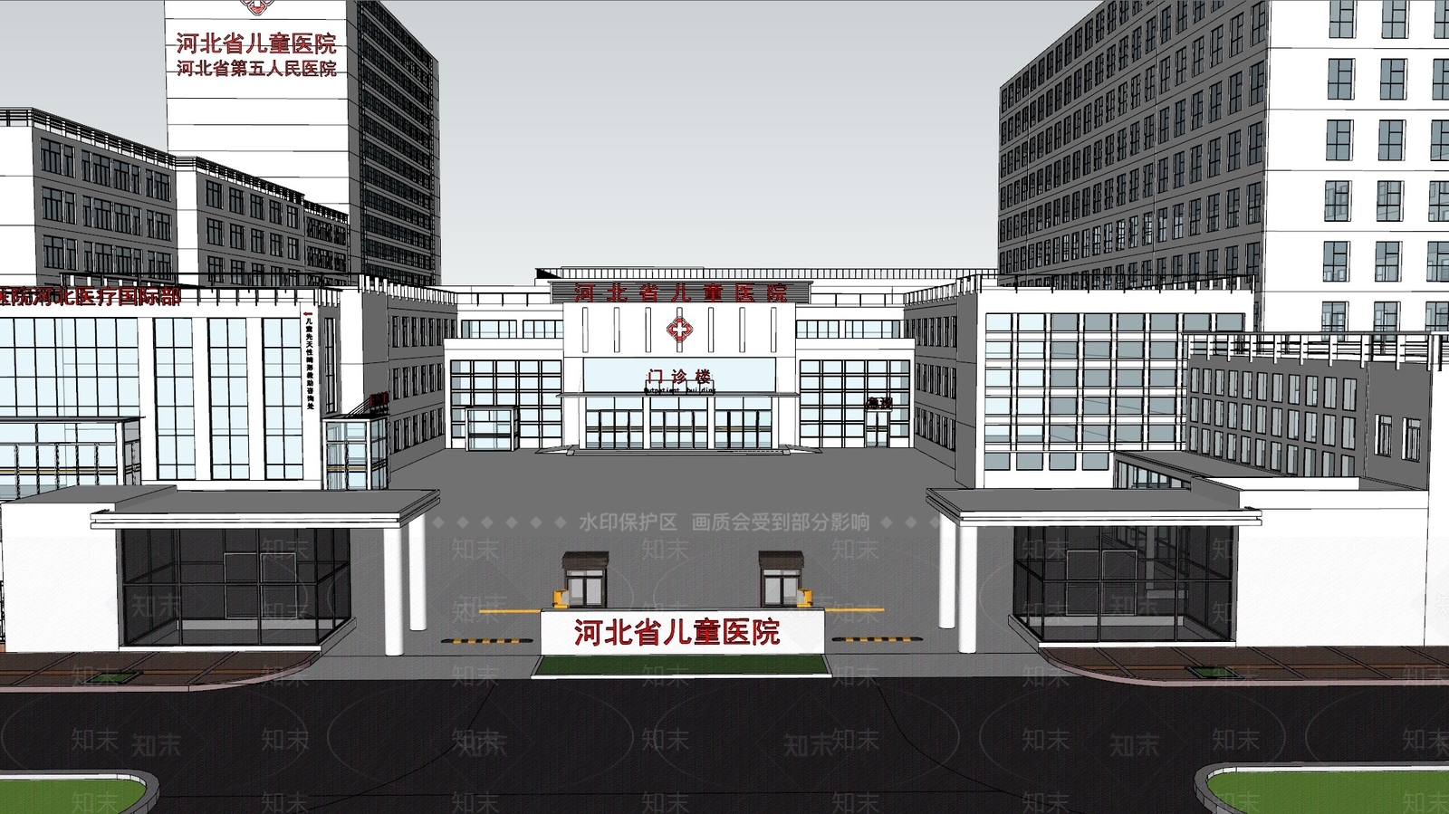 现代医院建筑SU模型下载【ID:1157710101】