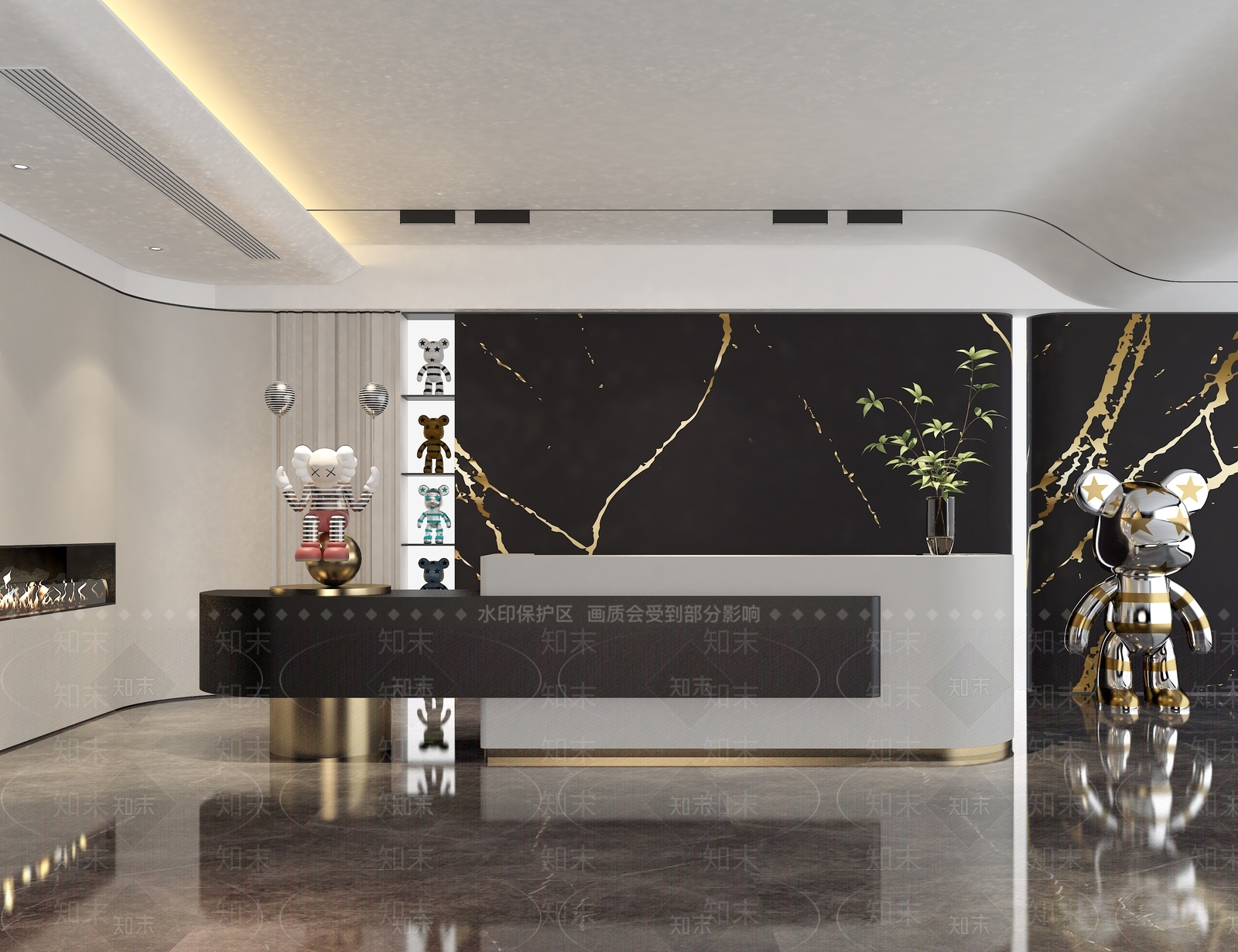 现代前台接待3D模型下载【ID:1157711123】