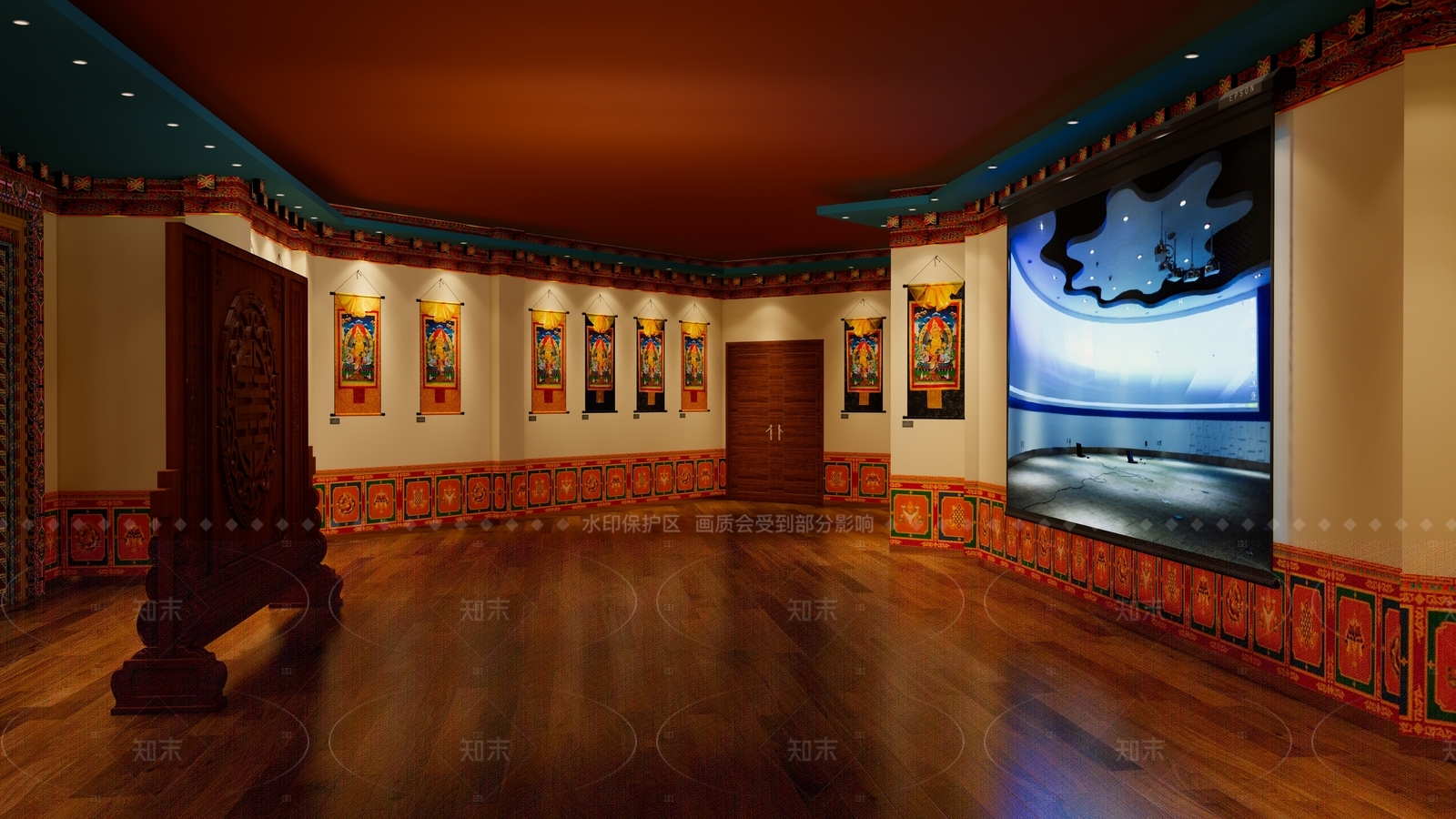 新中式唐卡展览馆SU模型下载【ID:1157713185】