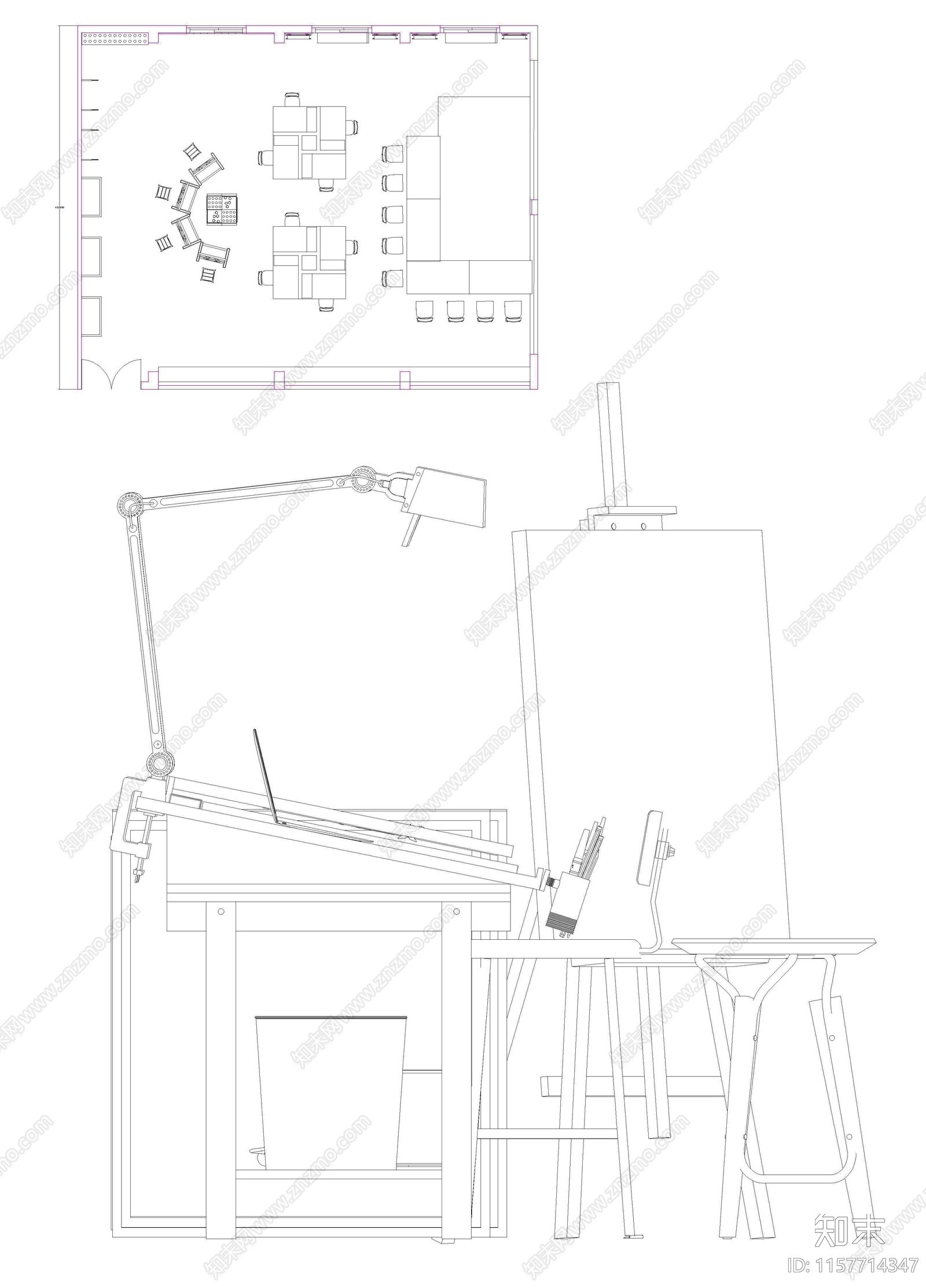 画室画架图纸cad施工图下载【ID:1157714347】