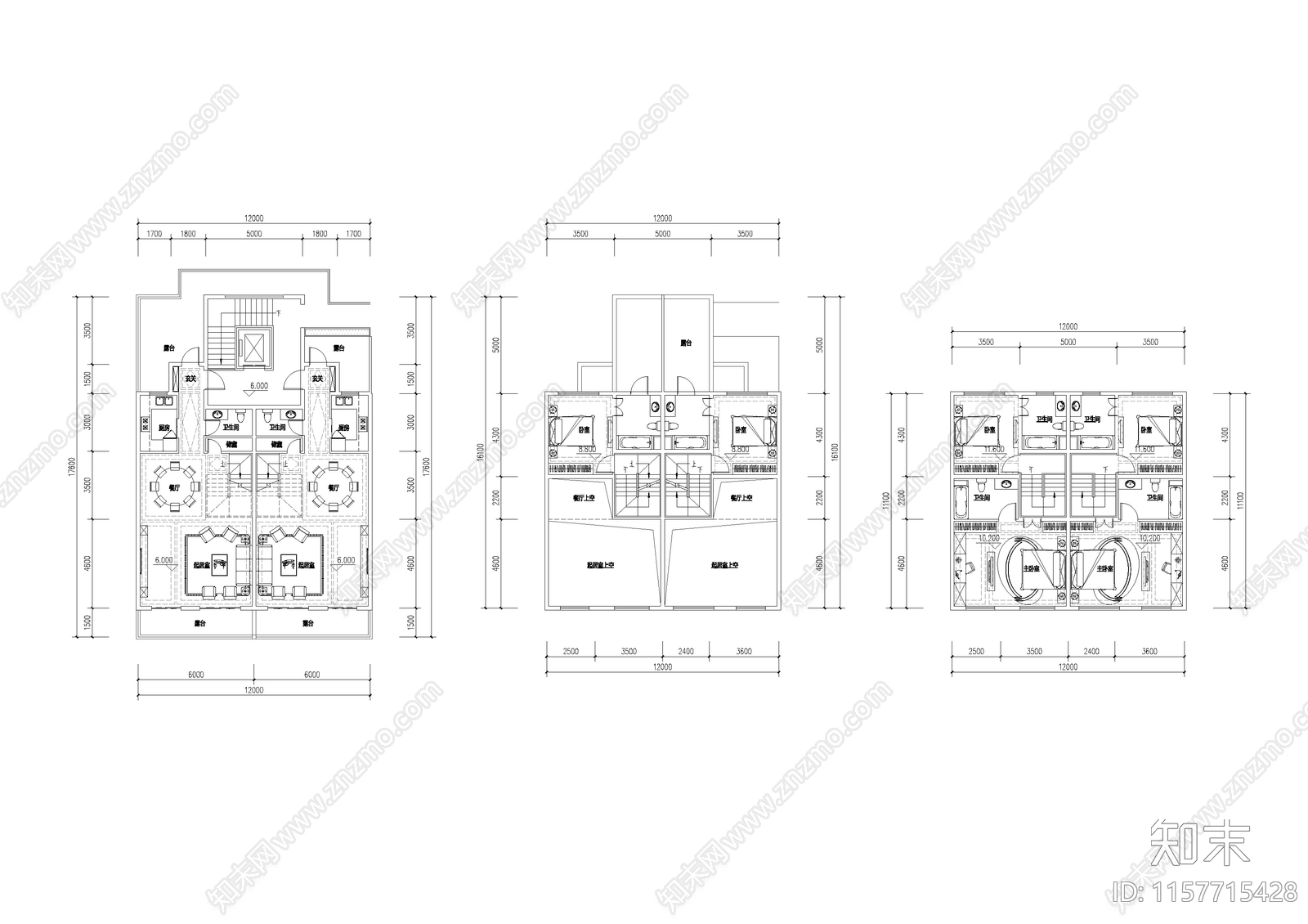 商别墅平面方案图纸cad施工图下载【ID:1157715428】